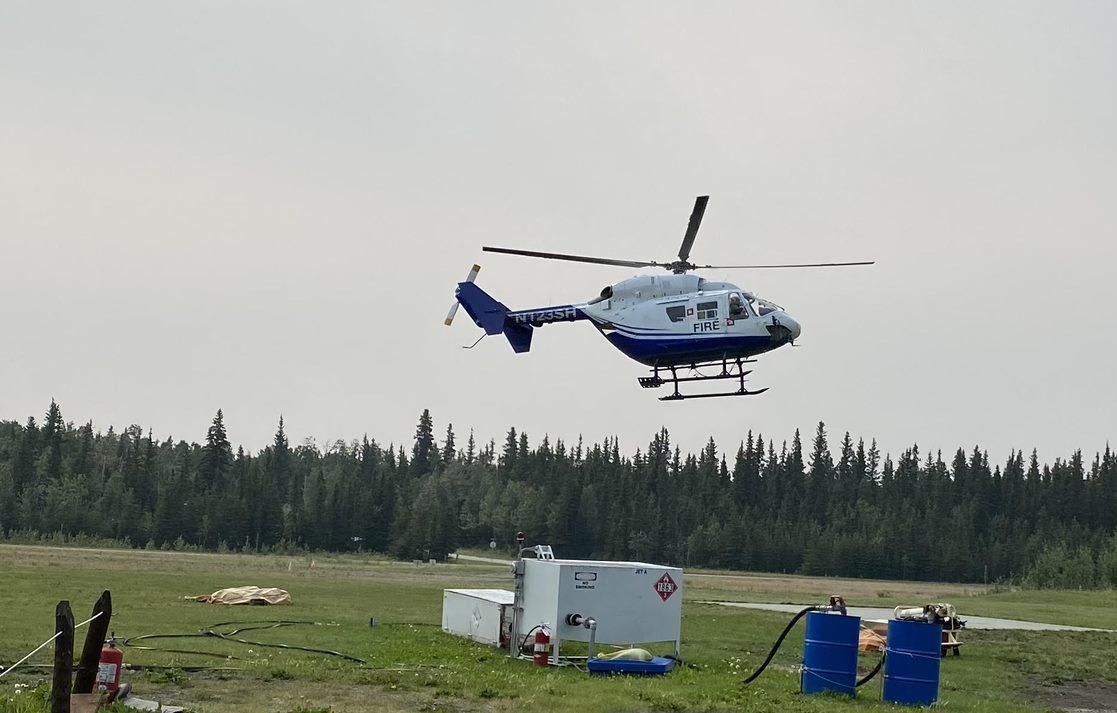 This type 2 BK-117 B2 helicopter is assigned to the Middle Tanana Complex to haul firefighters, conduct reconnaissance flights, do bucket drops of water, and conduct longline missions.