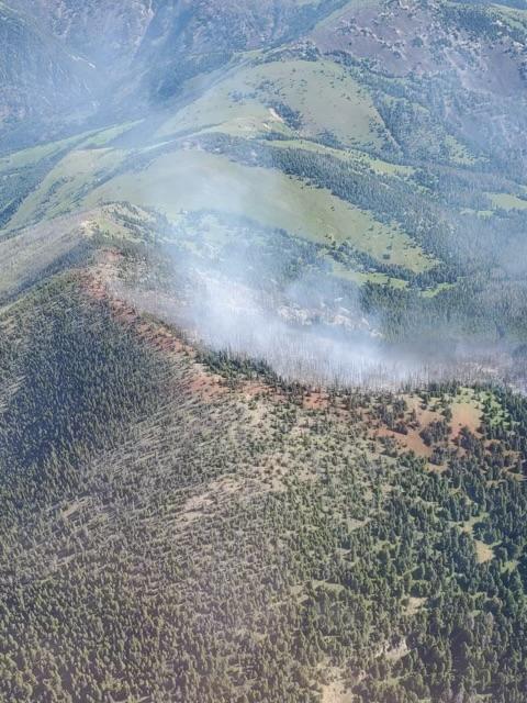 Aerial shot of Moors Mtn Fire on July 17