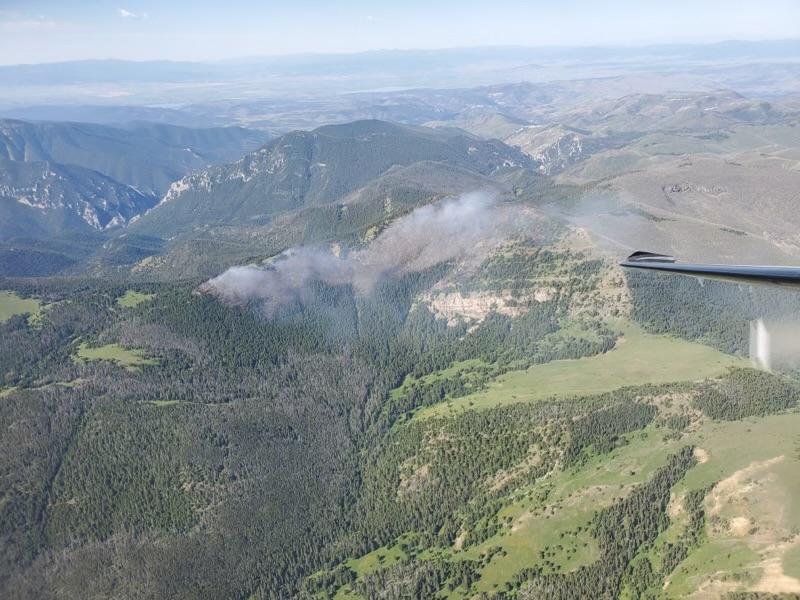 Aerial shot of Moors Mtn Fire on July 17