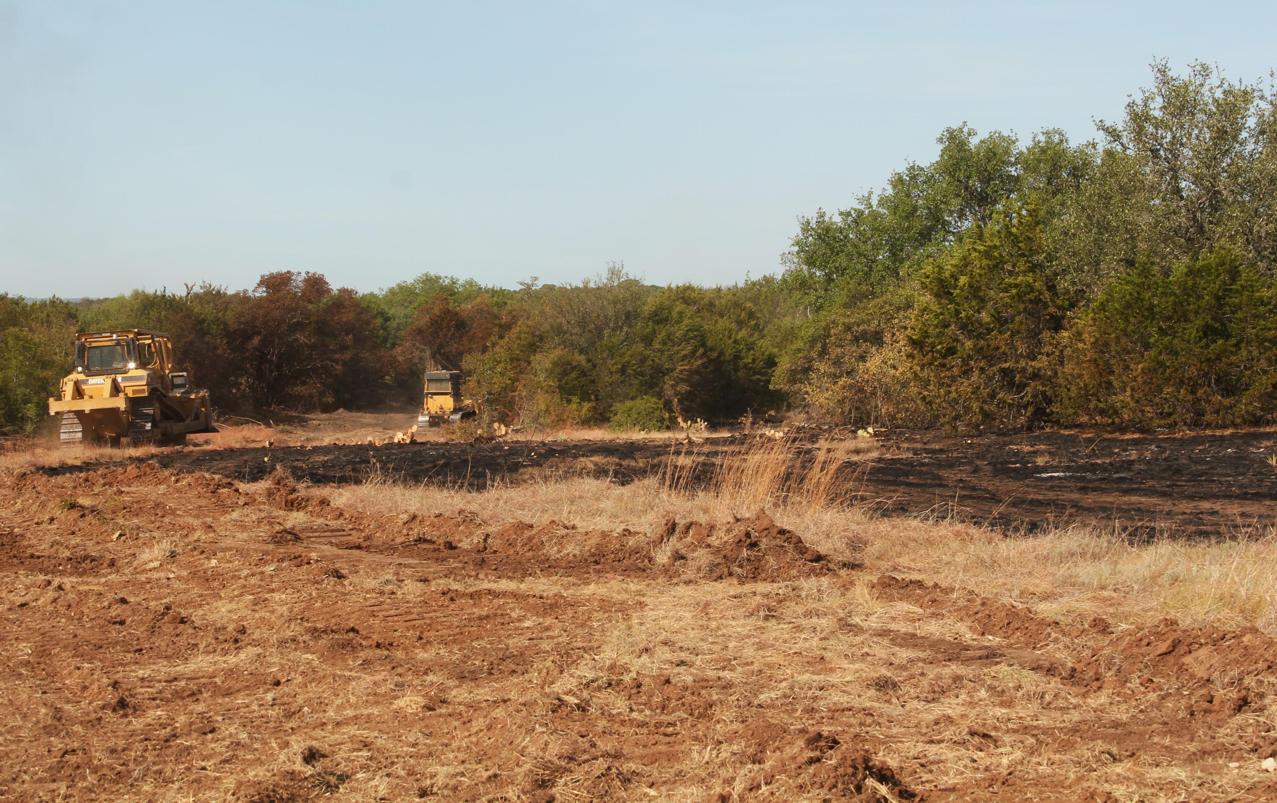 Bulldozers working on a section of land near FM205 on July 21. PC: Alex Schwier, Chalk Mountain PIO