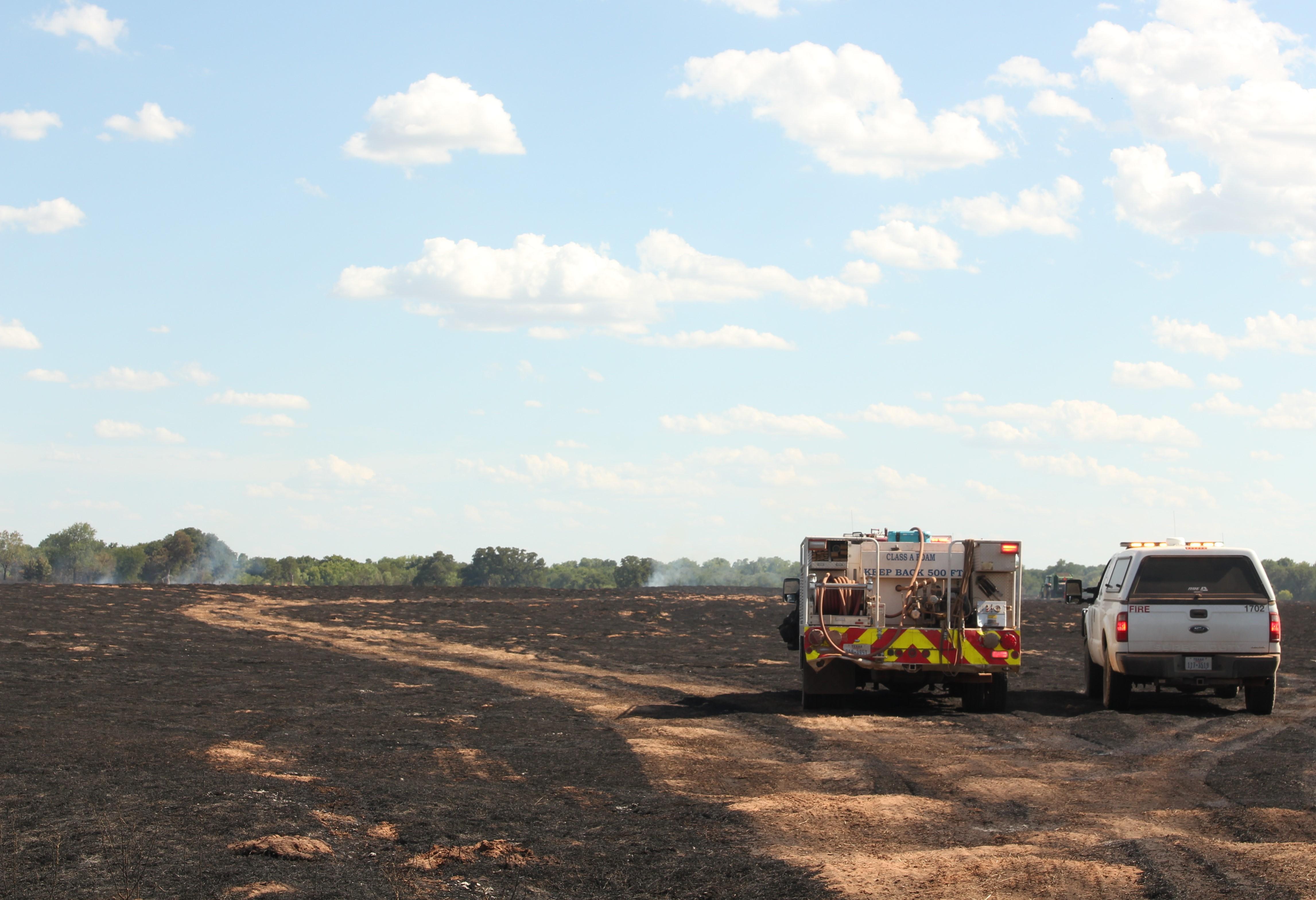 A field burned by the Long Creek Fire