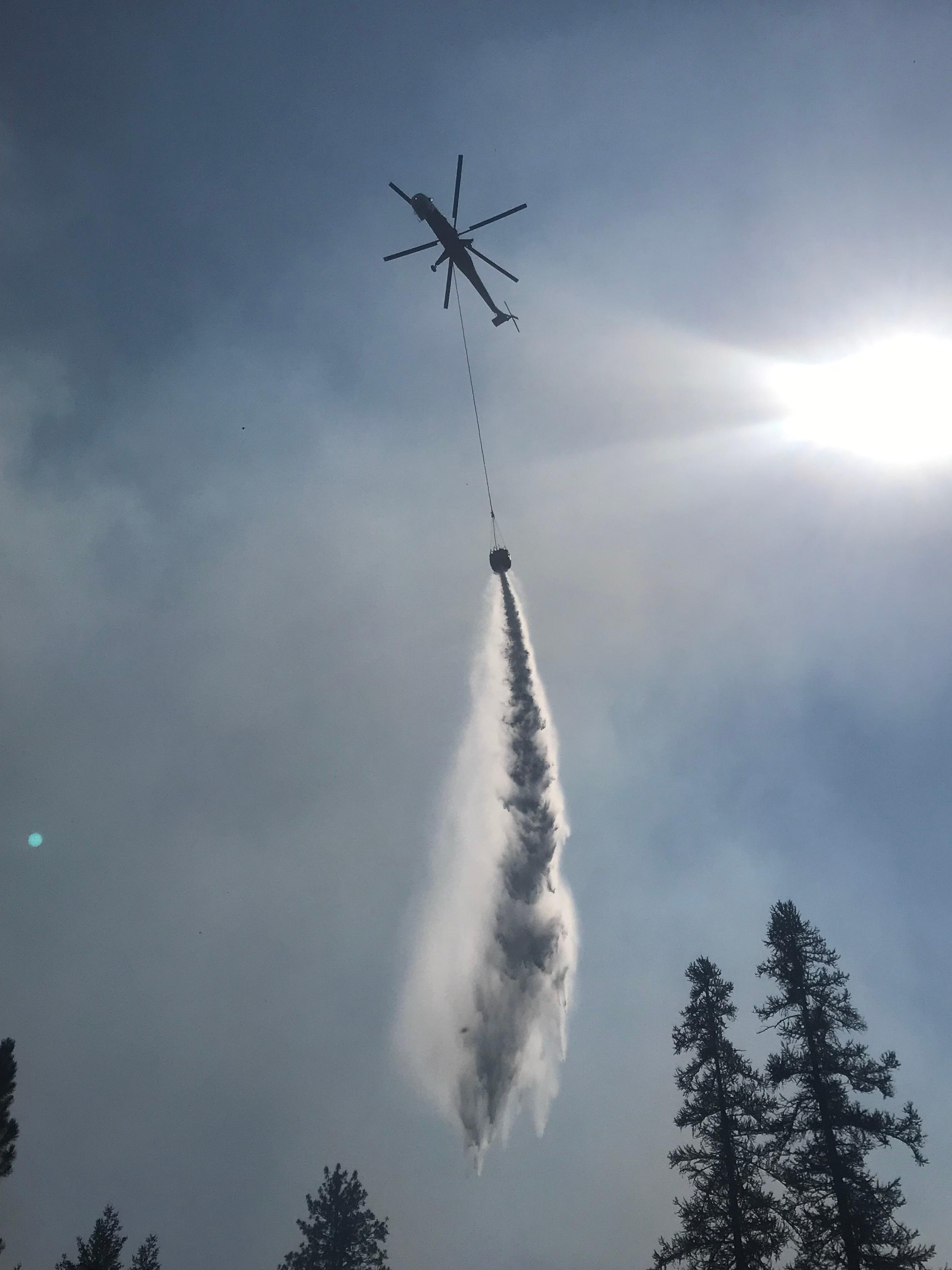 Helicopter Water drops along western flank of Elmo Fire