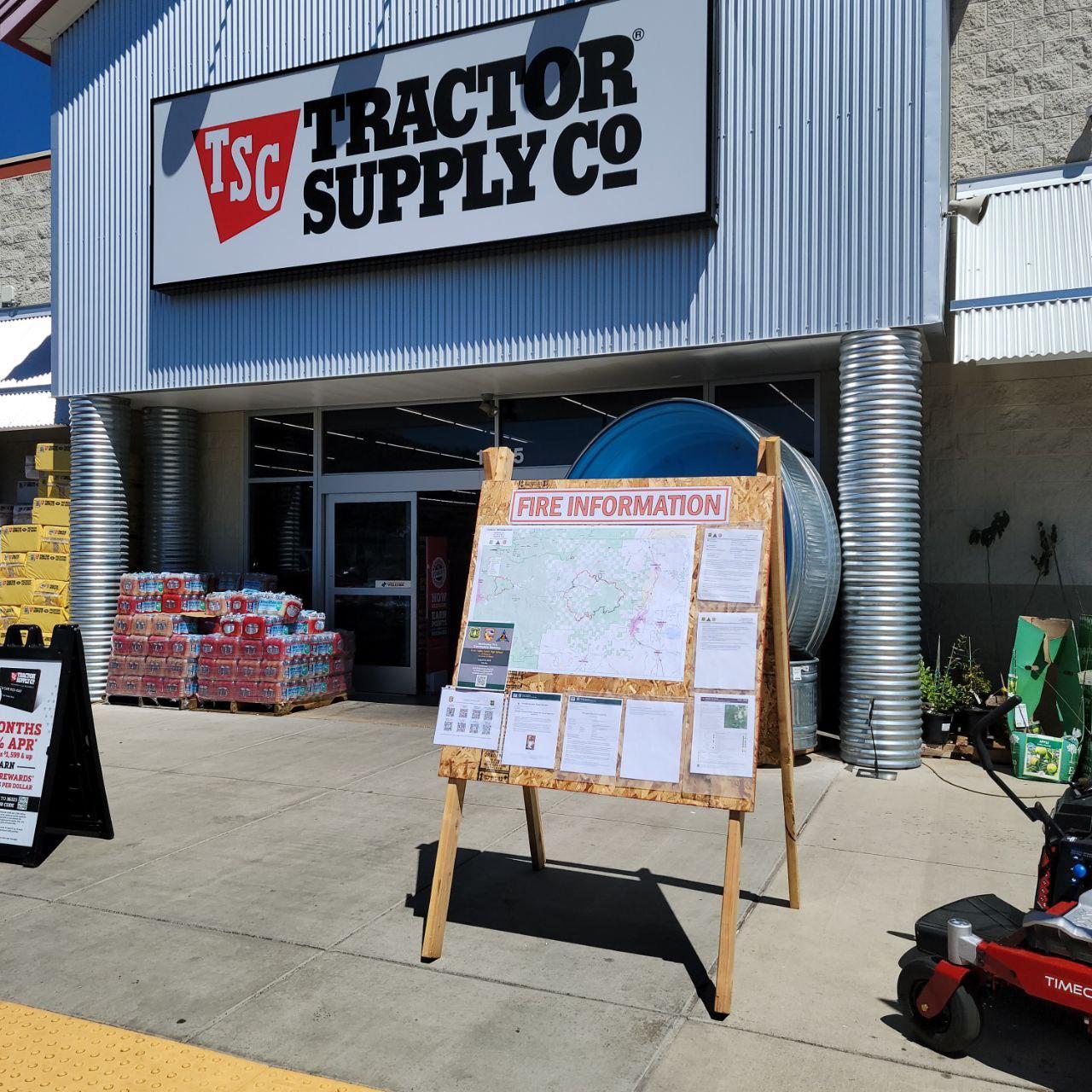 Fire Information board in front of Tractor Supply Co in Yreka CA.