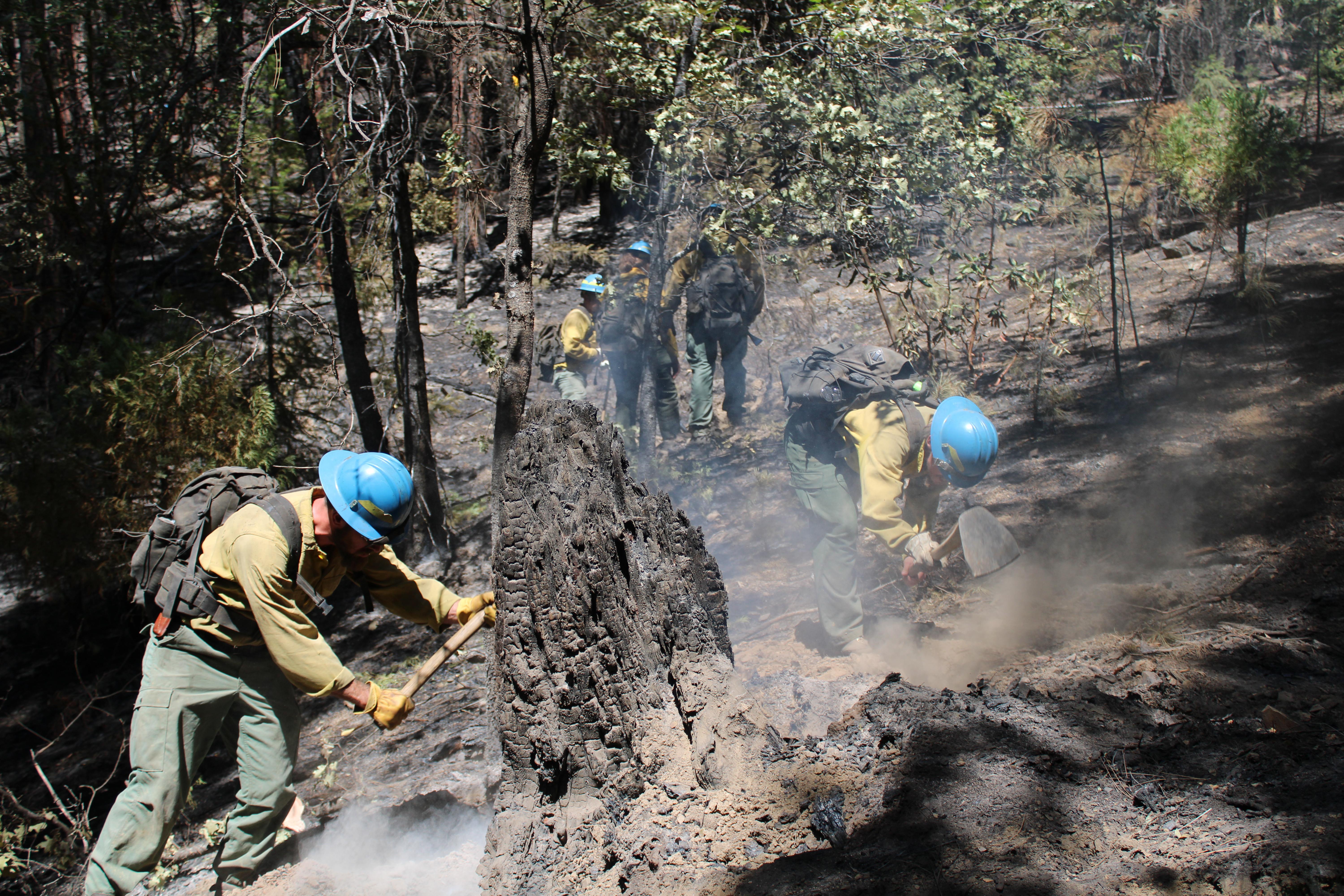 Crew members from Angeles NF engaged in mop up.