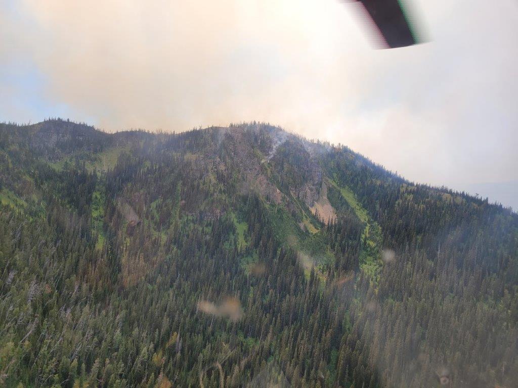 Spots from the Cannon Fire on the north facing slope of the subdrainage that separates Cannon Creek and Gorge Creek, photo taken looking south on 8/14/2022