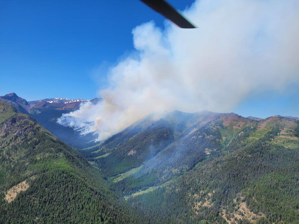 The Cannon Fire as seen looking west up the Cannon Creek drainage on 8/14/2022