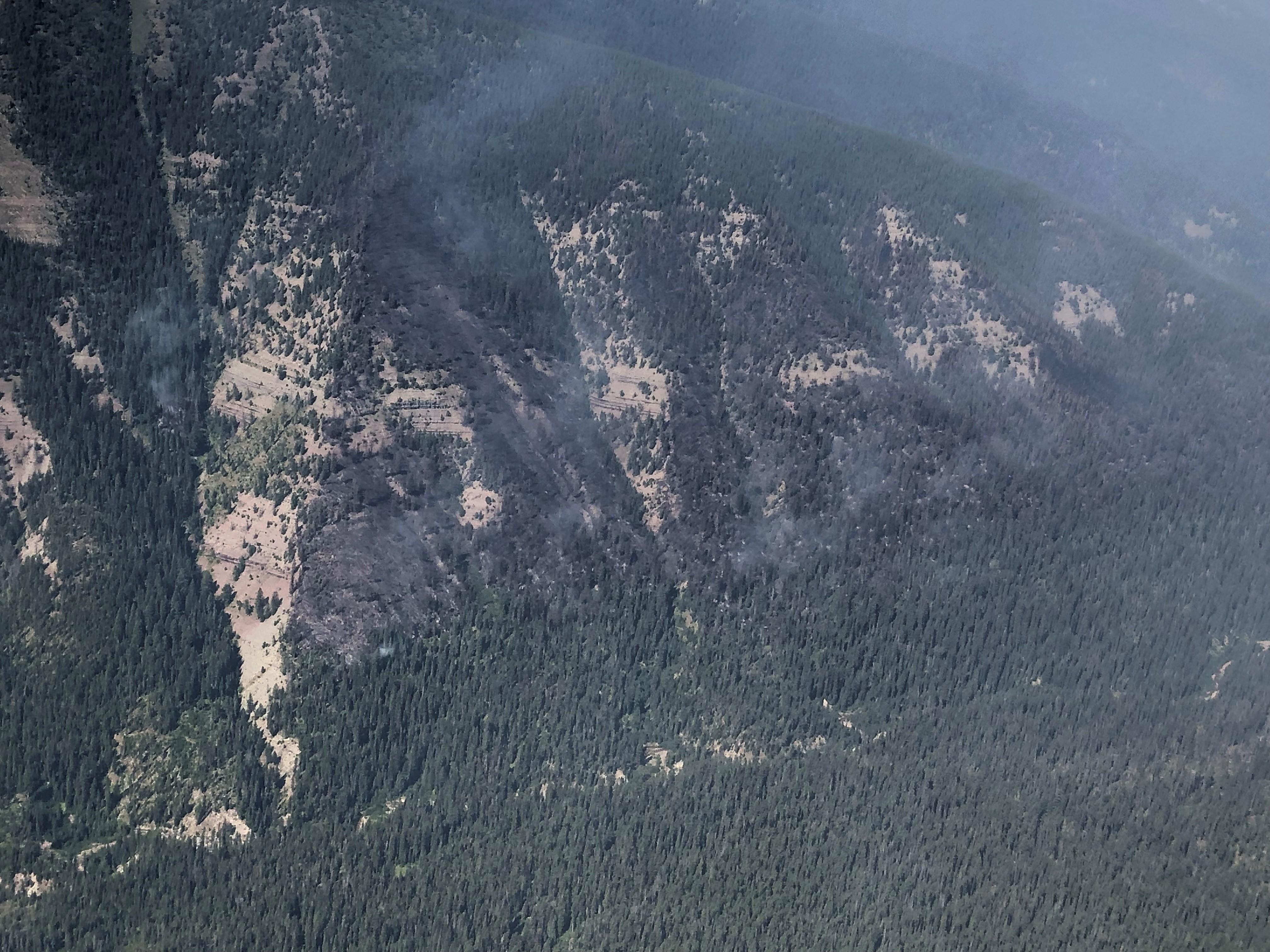 Dean Creek Fire as seen looking West across the Dean Creek drainage on 08/21/2022