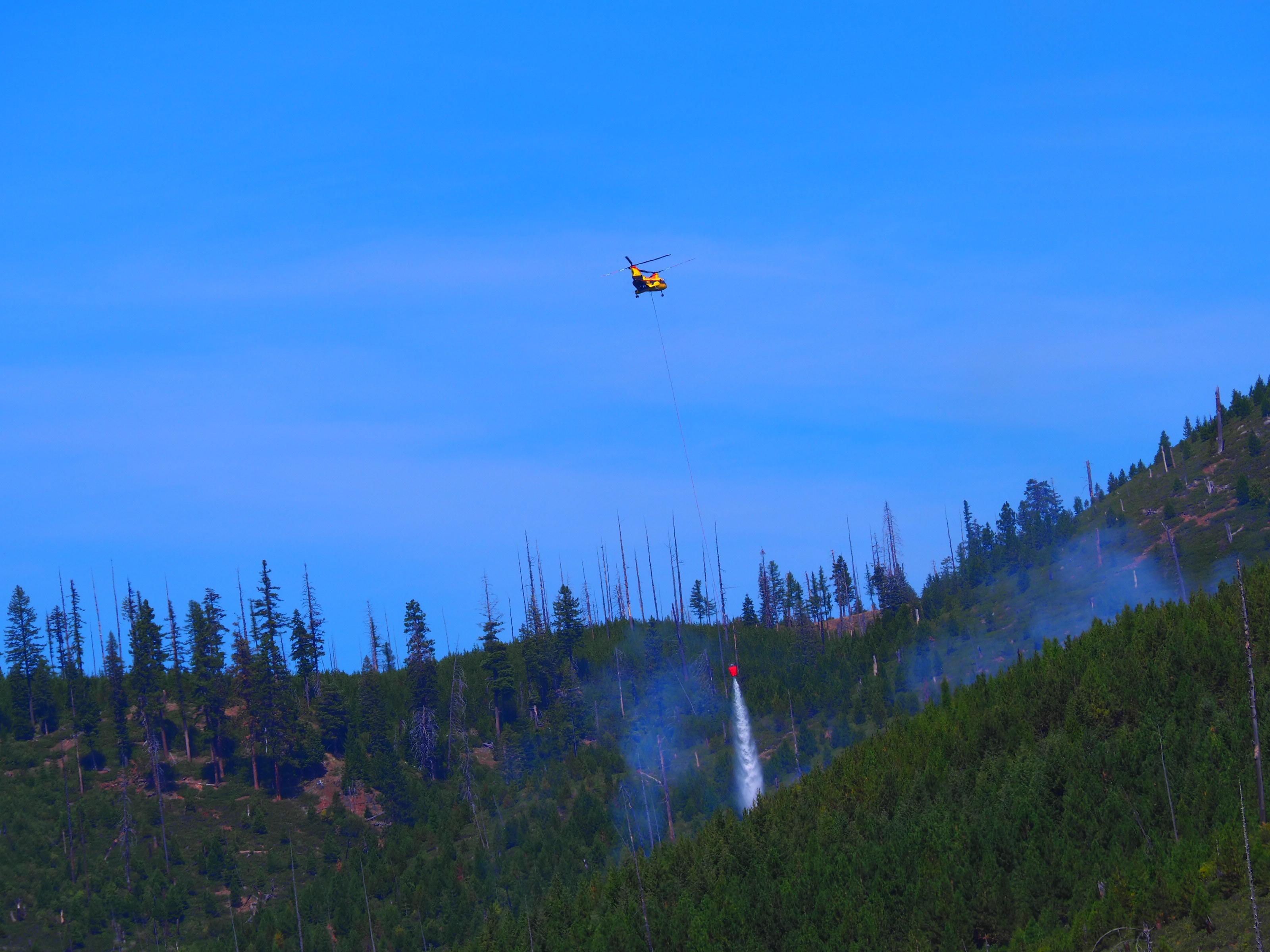 Helicopter working on cooling down hotspots