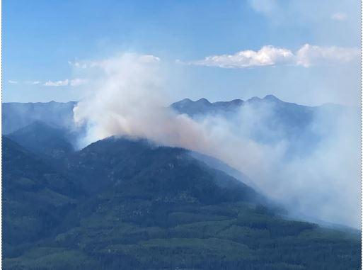 The Margaret Fire as seen from Baptiste Lookout at approx. 1400 on 9/5/2022