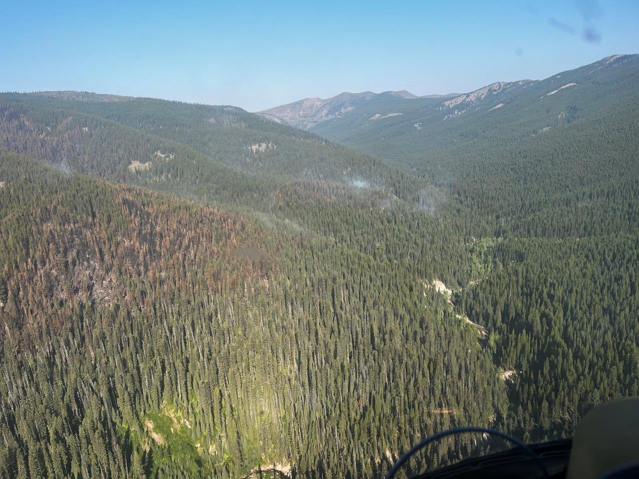 The Dean Creek Fire as seen looking north up the Dean Creek drainage on 9/8/2022