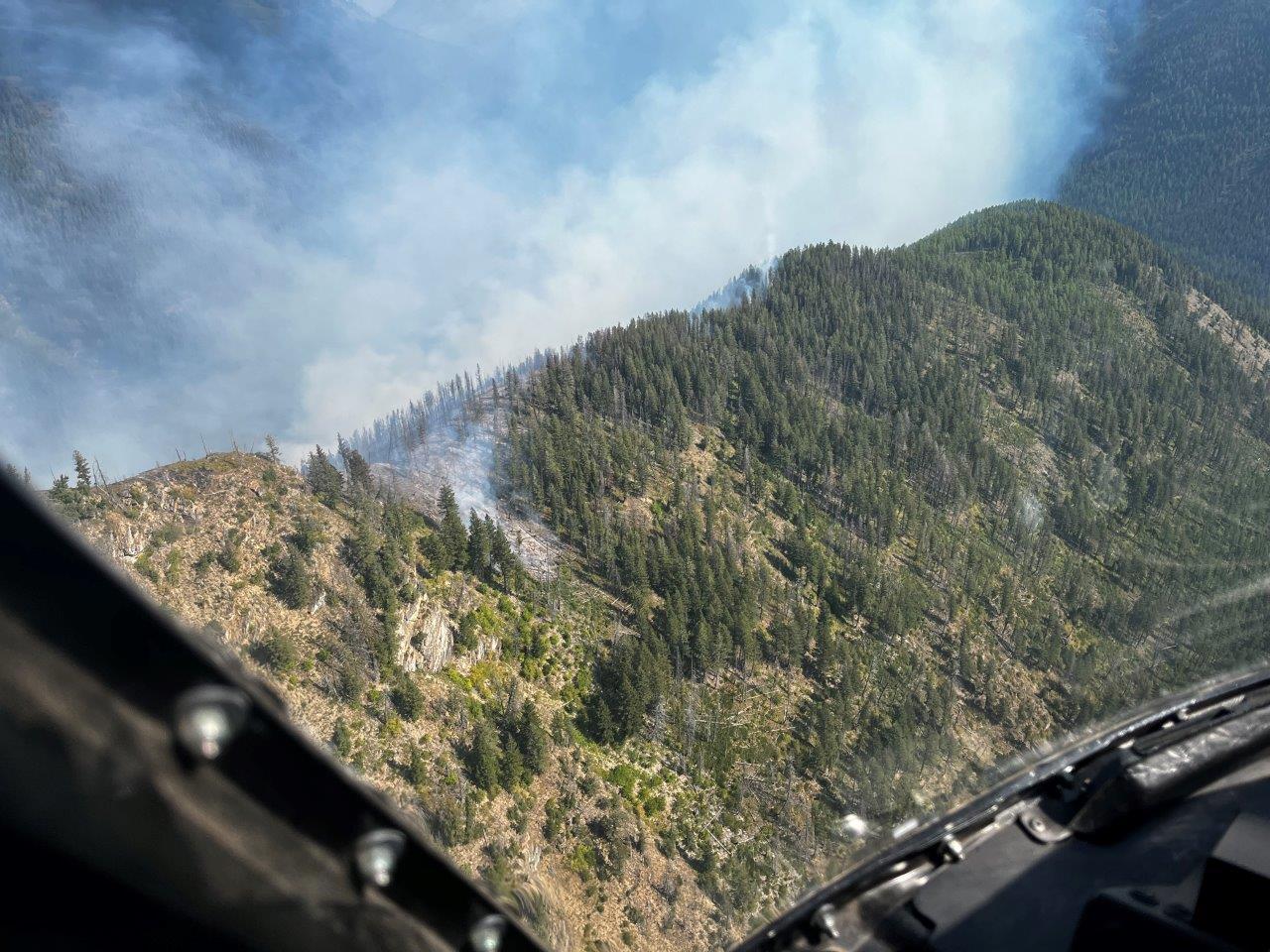 The Cannon Fire as seen looking northeast over the ridge between the Cannon and Trickle Creek drainages on 9/8/2022