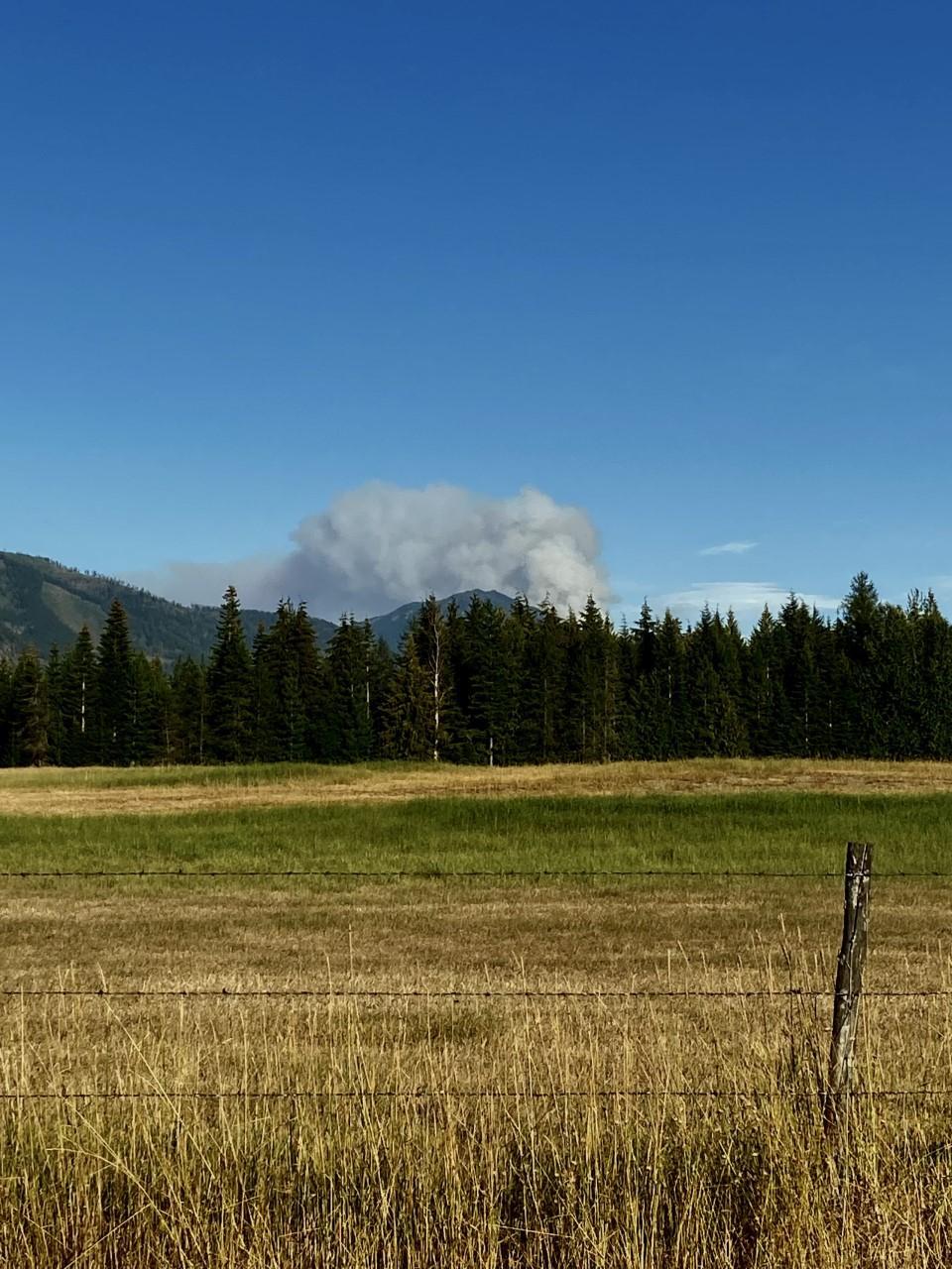 Smoke from the Government Fire as seen from the Incident Command Post for the Bull Gin Complex on 9.7.2022