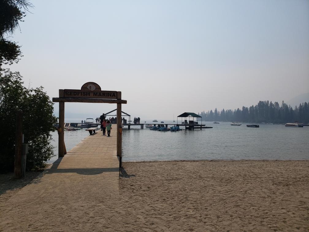 Smoky conditions over the lake at Redfish