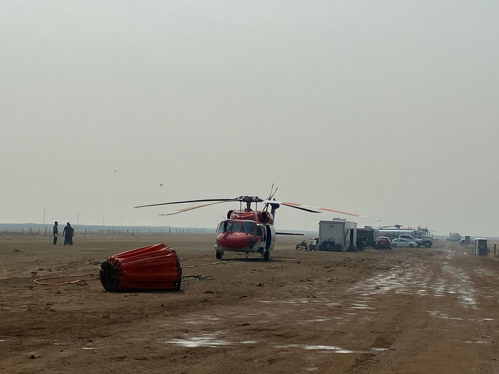 Helicopter on ground at helicopter base
