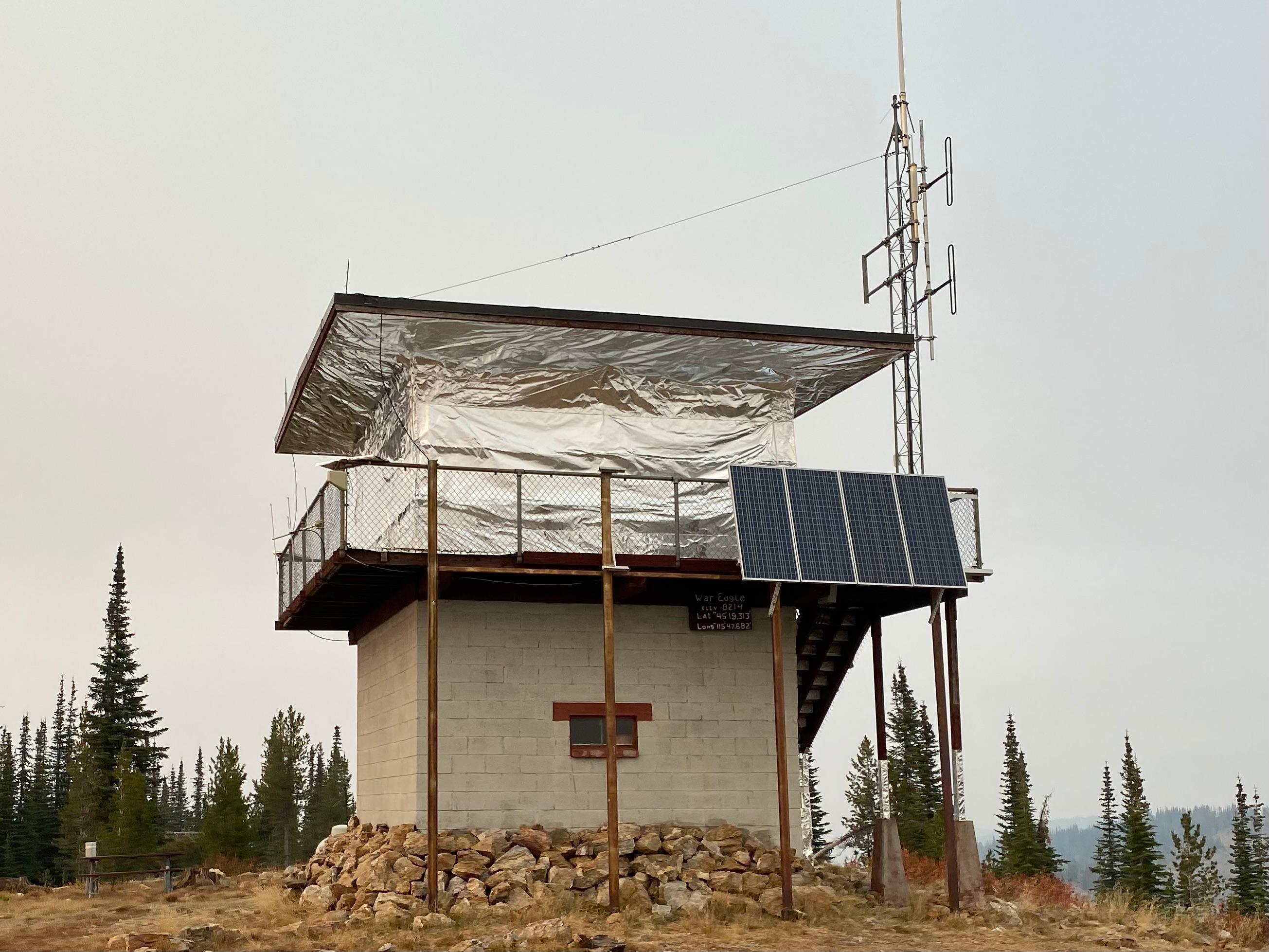 War Eagle Lookout wrapped to protect from possible fire