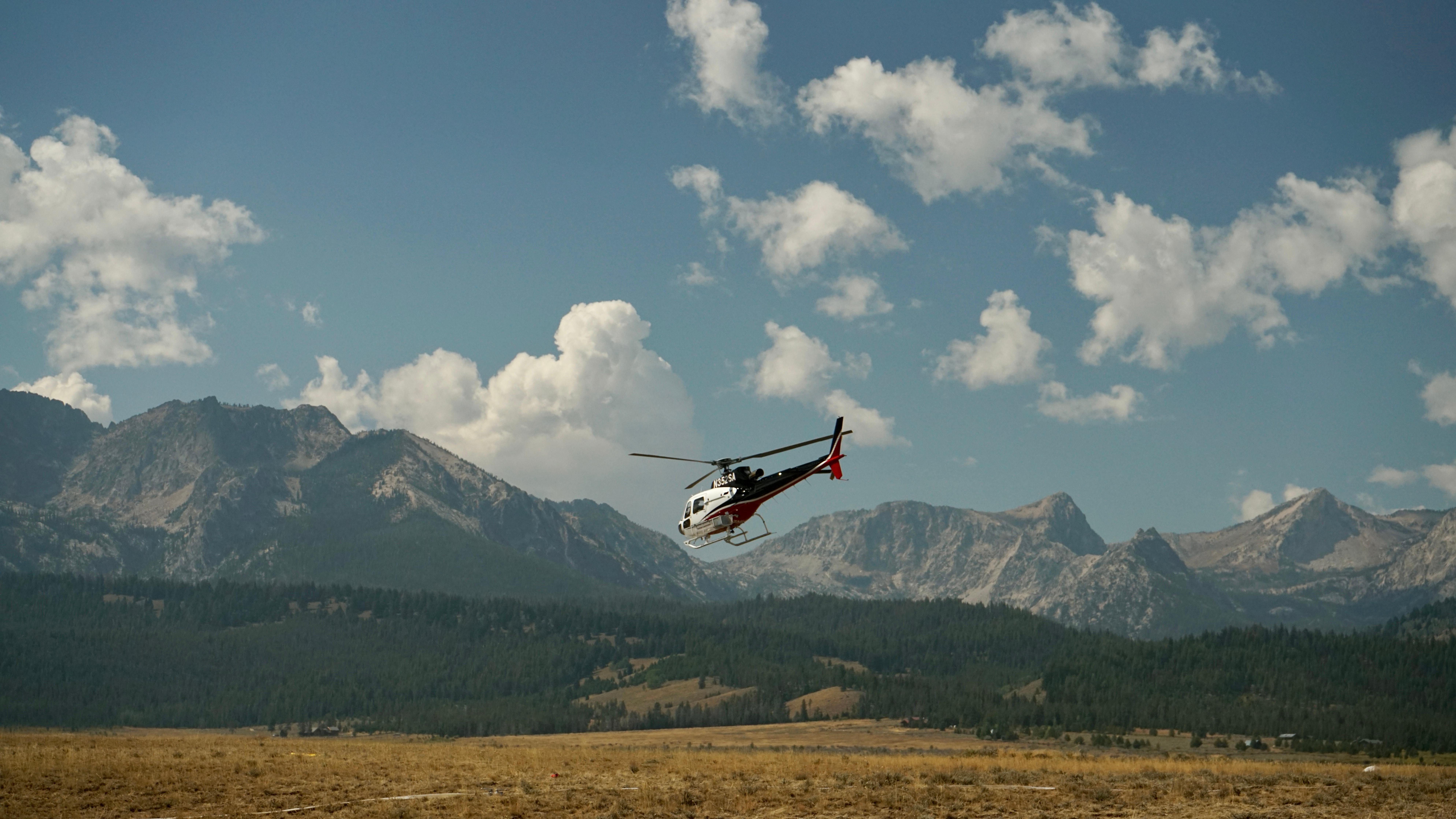 A Type III helicopter takes off from the Stanley helibase.