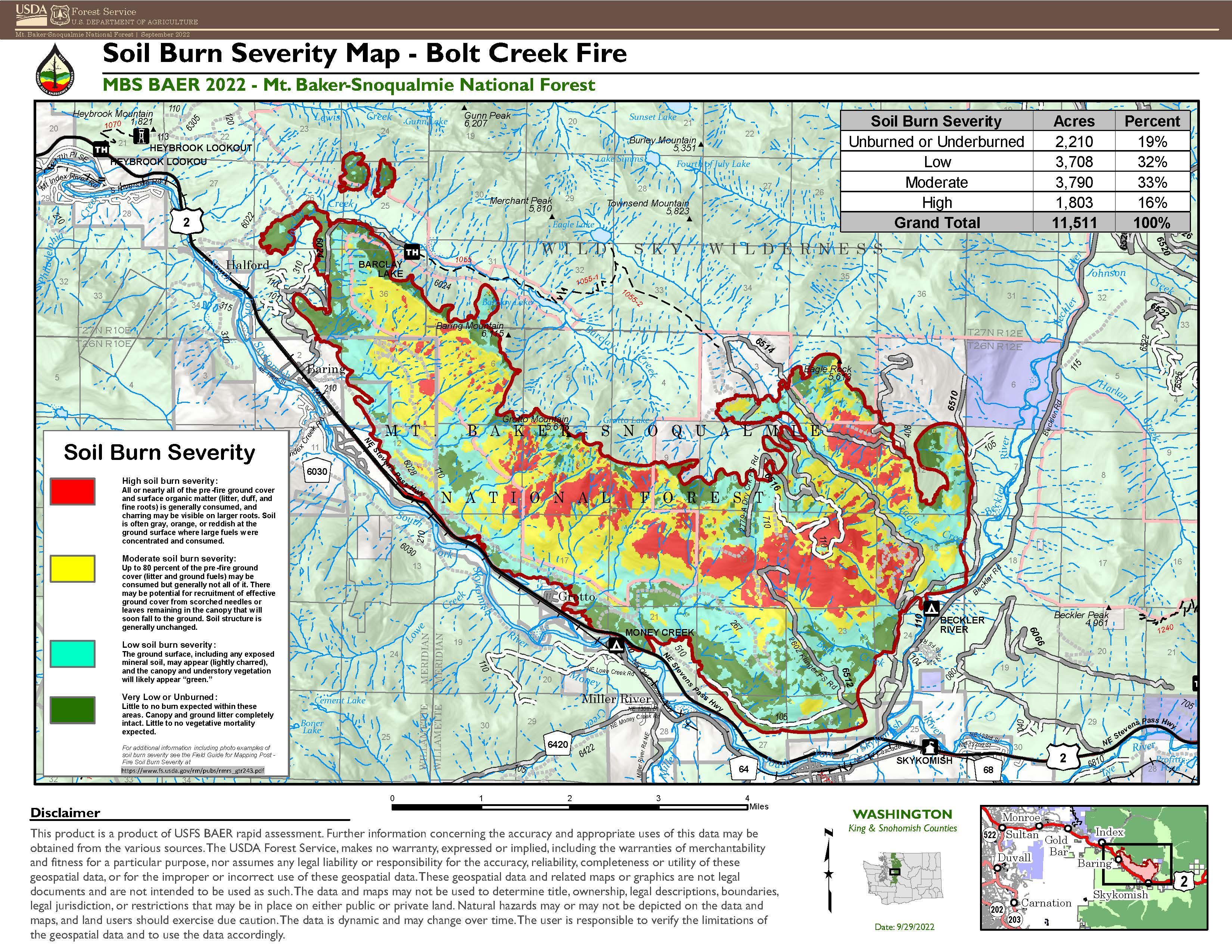 Soil Burn Severity Map - Bolt Creek Fire
