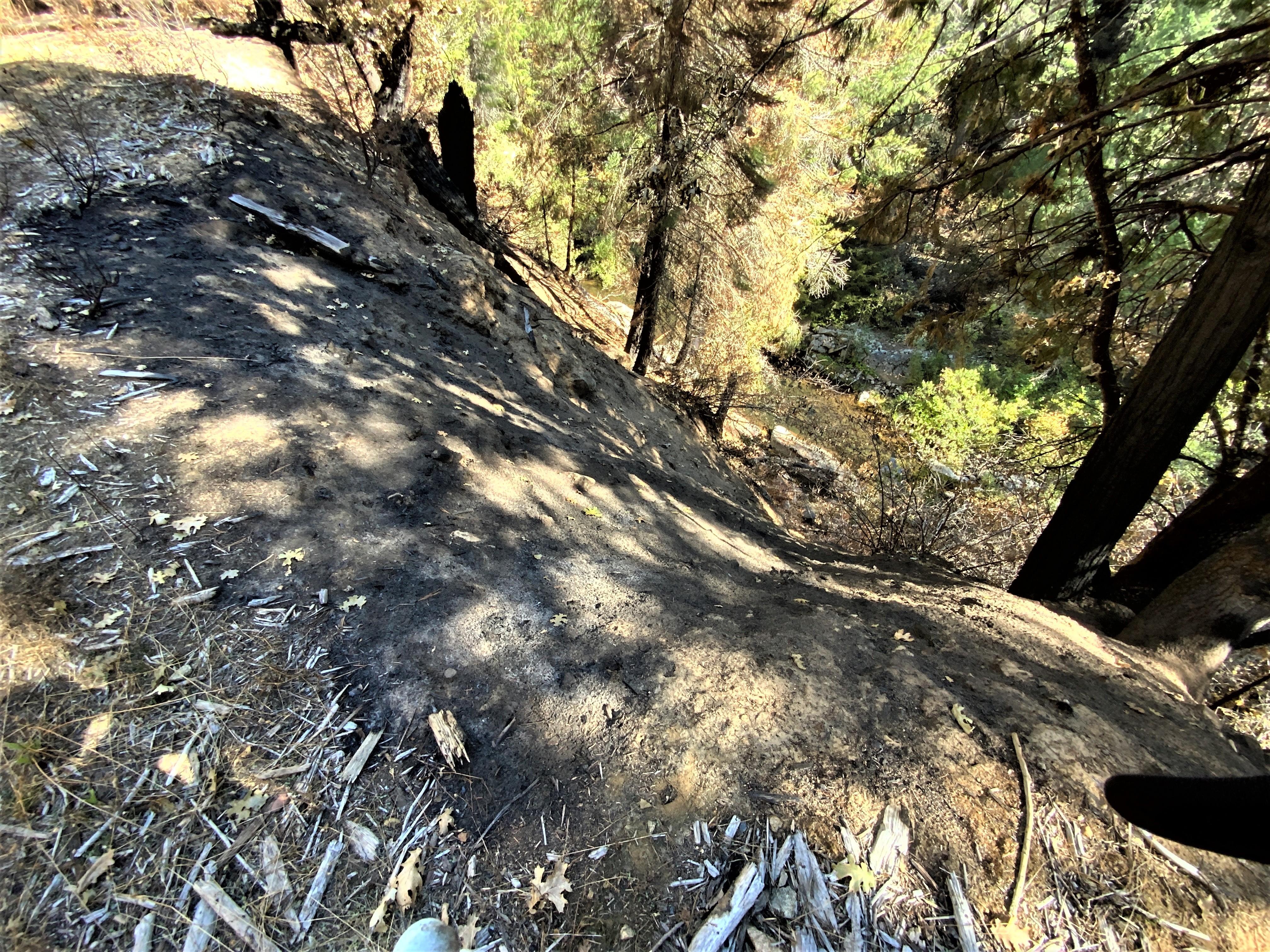 Image showing The Beginning of an edge failure on FS road 13N48 above Pilot Creek in Mosquito burned area