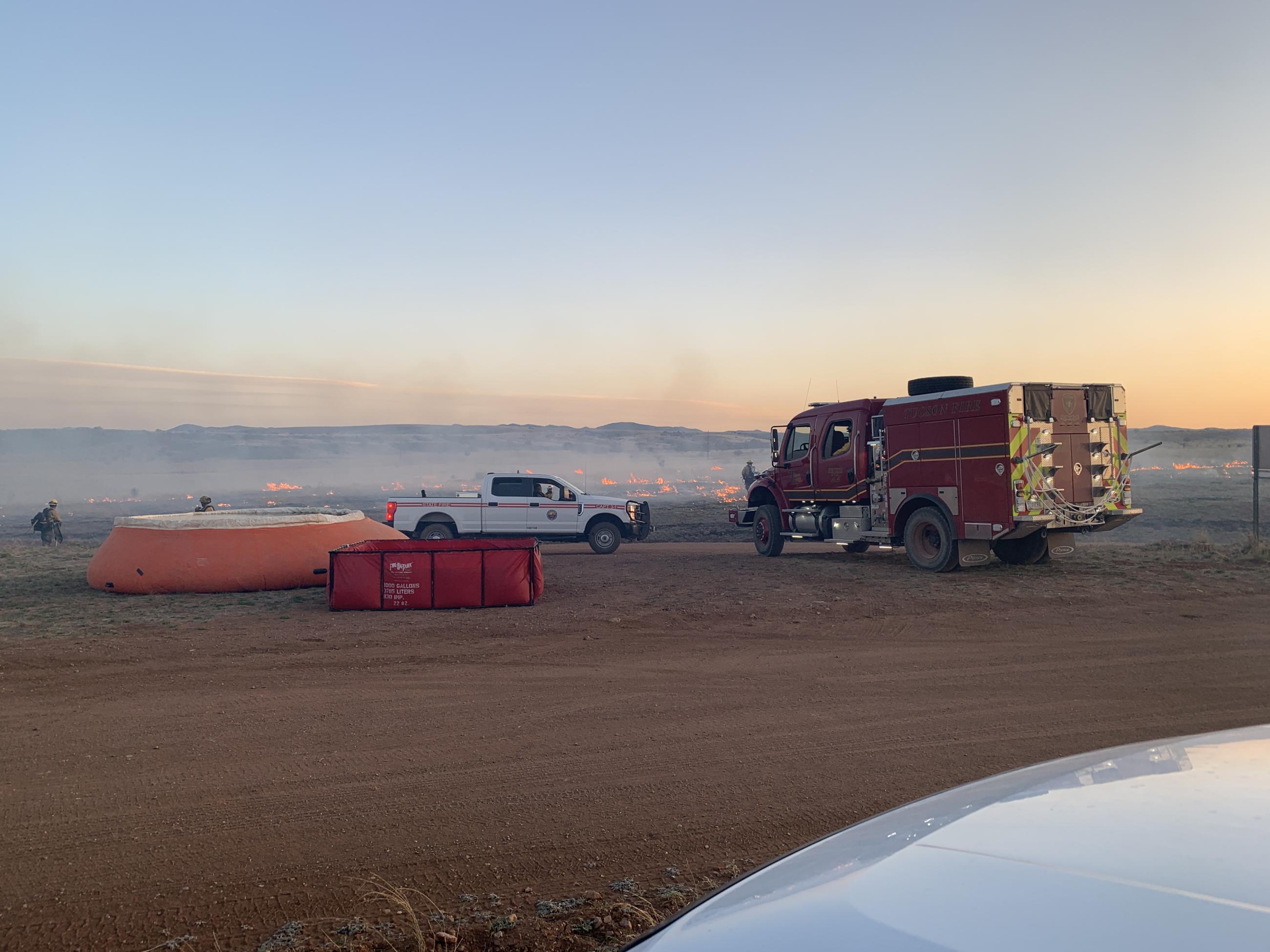 Type 3 Engine holding the line during test fire