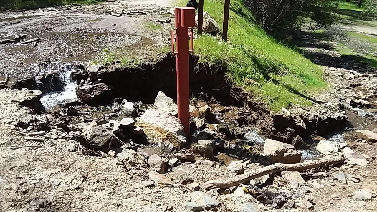 Erosion at the entrance to Camp 4 Campground on the Sequoia National Forest.