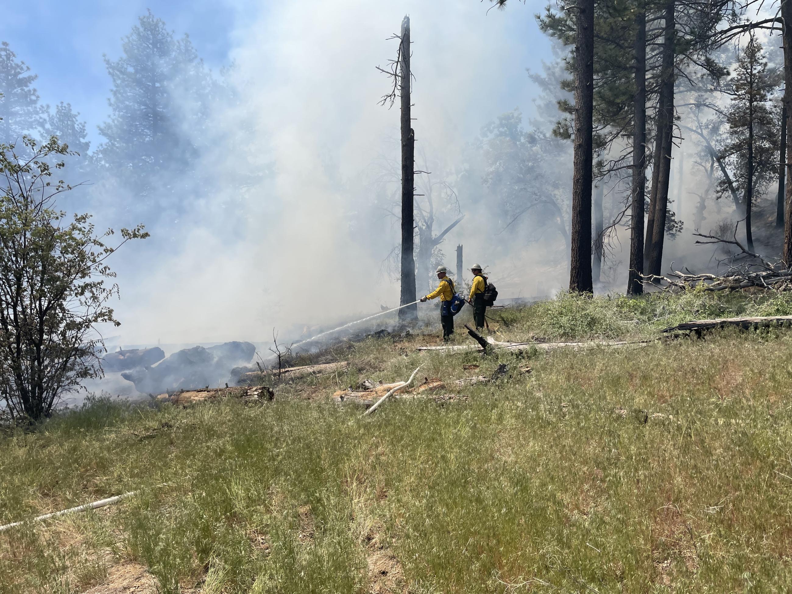 Firefighters extinguish the prescribed burn on the Mount Laguna Prescribed burn 5/24/23.