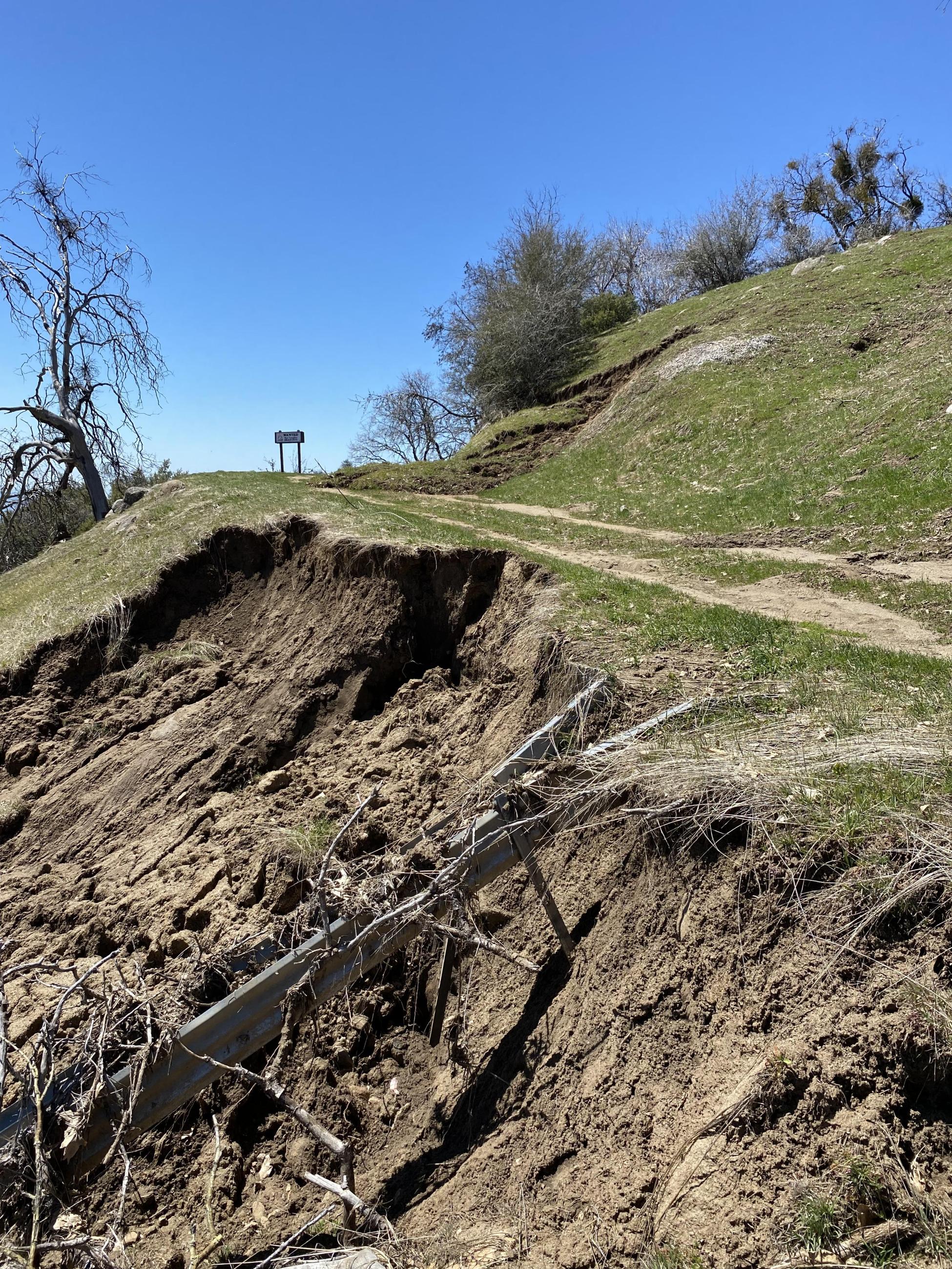 Slope Failure below a forest road on the Sequoia National Forest