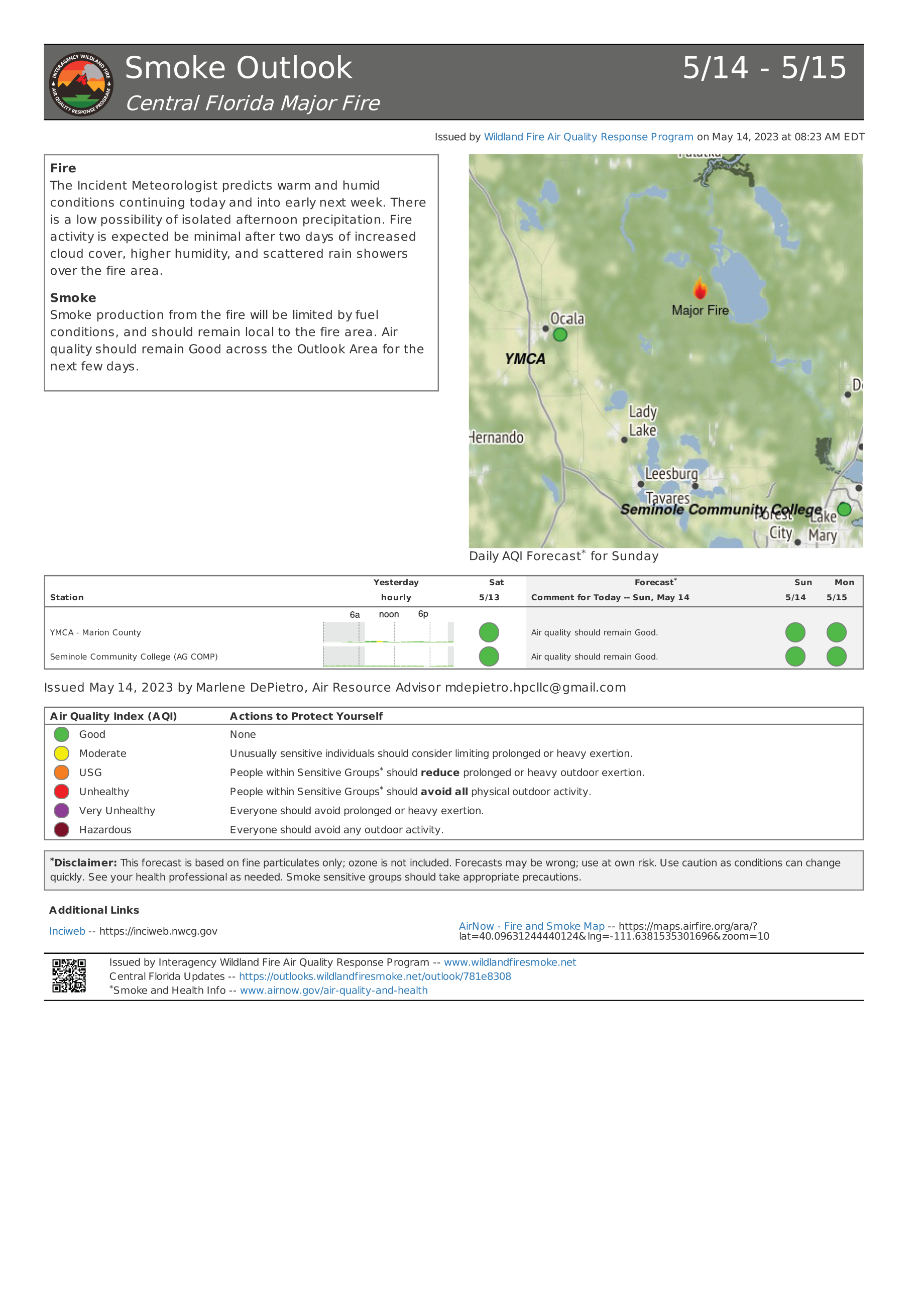 Smoke outlook for May 14 through May 15