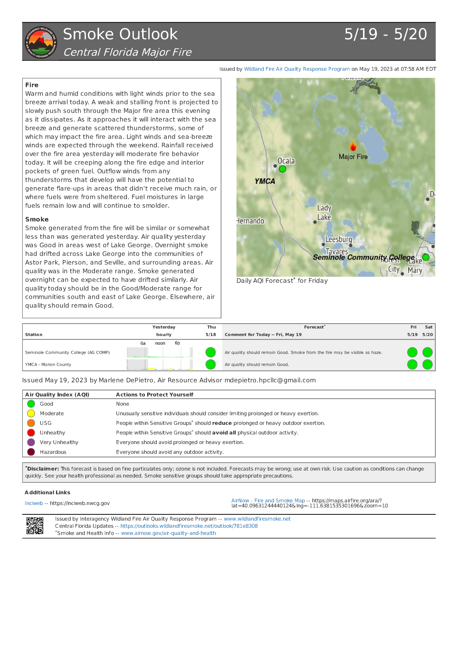 Major Fire Smoke Outlook for May 19th 2023