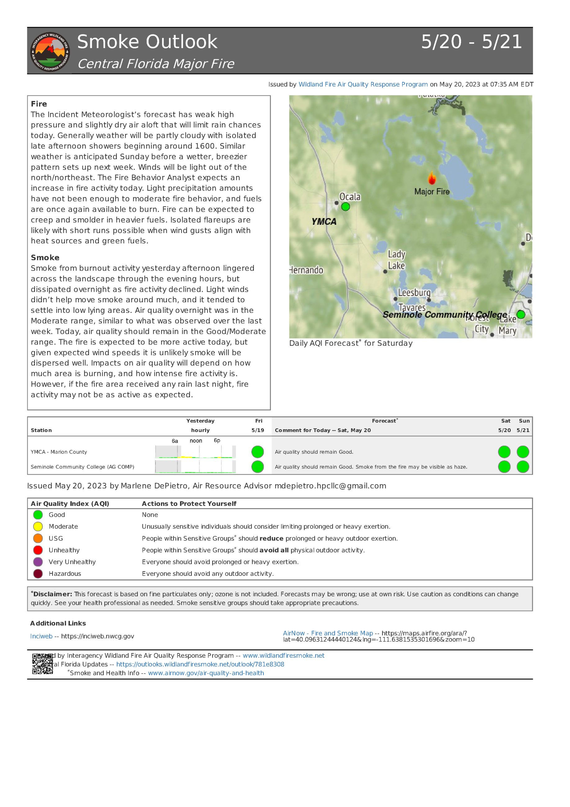 Major Fire Smoke Outlook for May 20th 2023