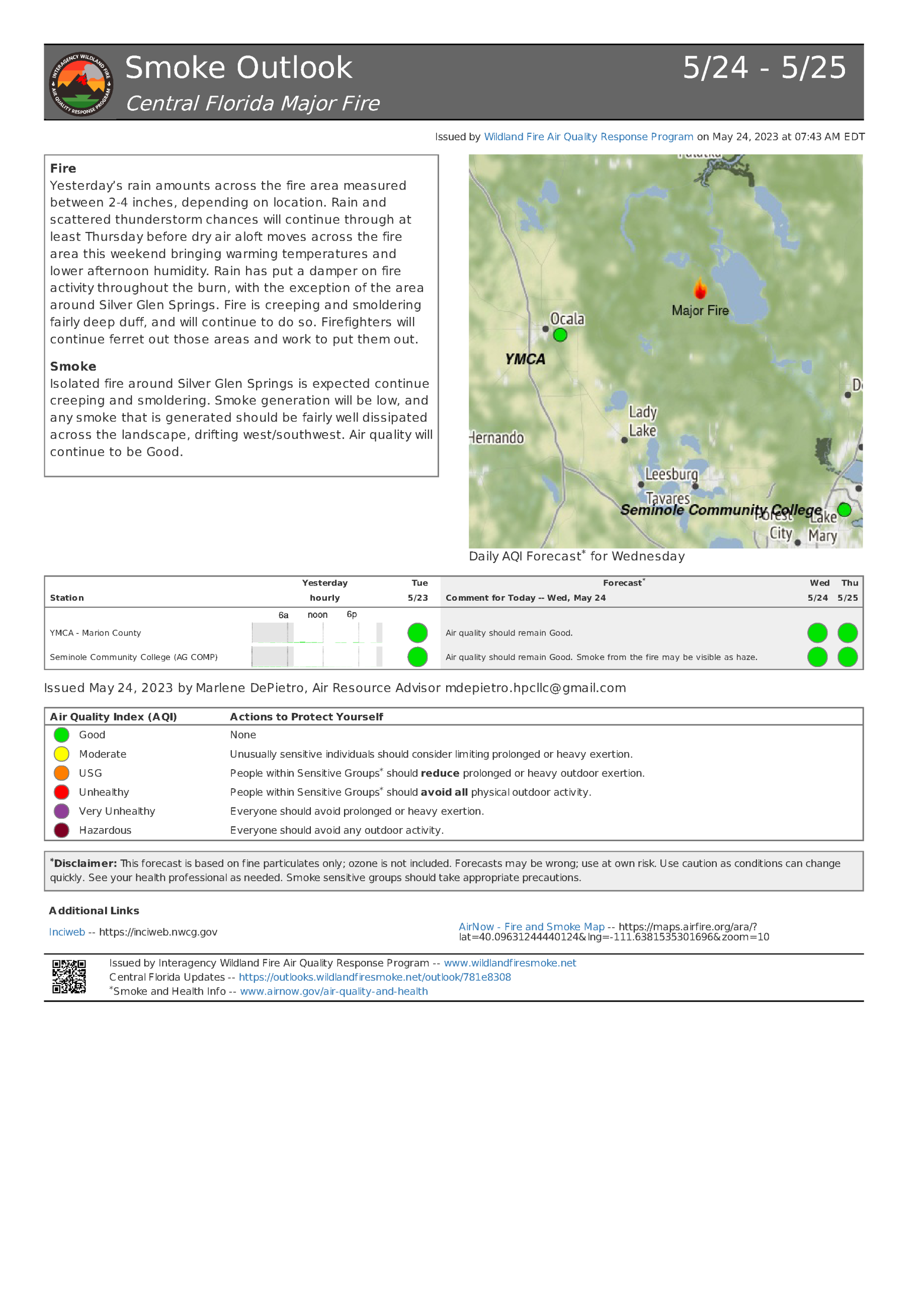 Smoke outlook for May 24 through May 25