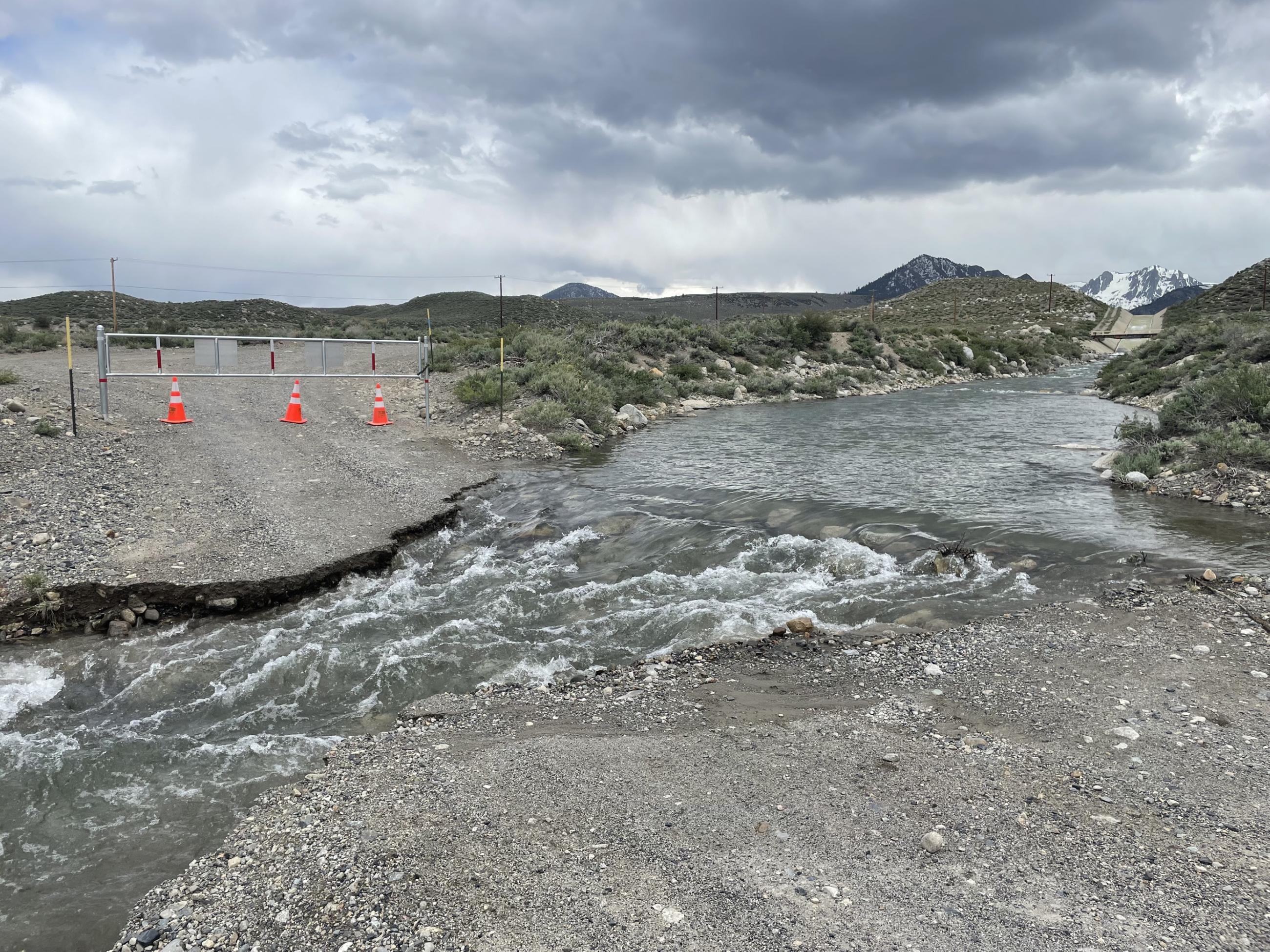 Image showing water flowing out of the dam spillway at Grant Lake
