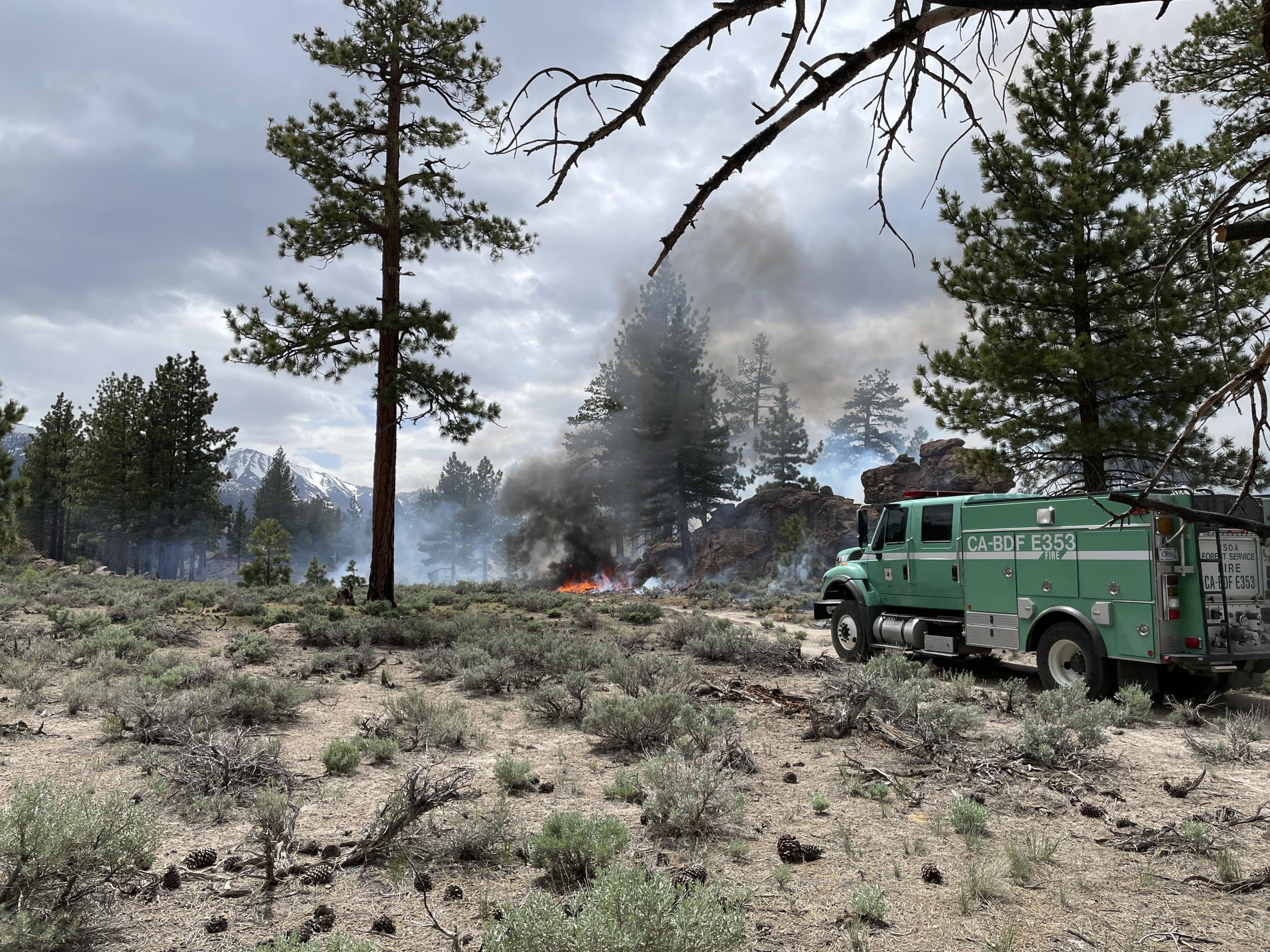 Image showing burning and smoke in the Casa Diablo Prescription Burn Project