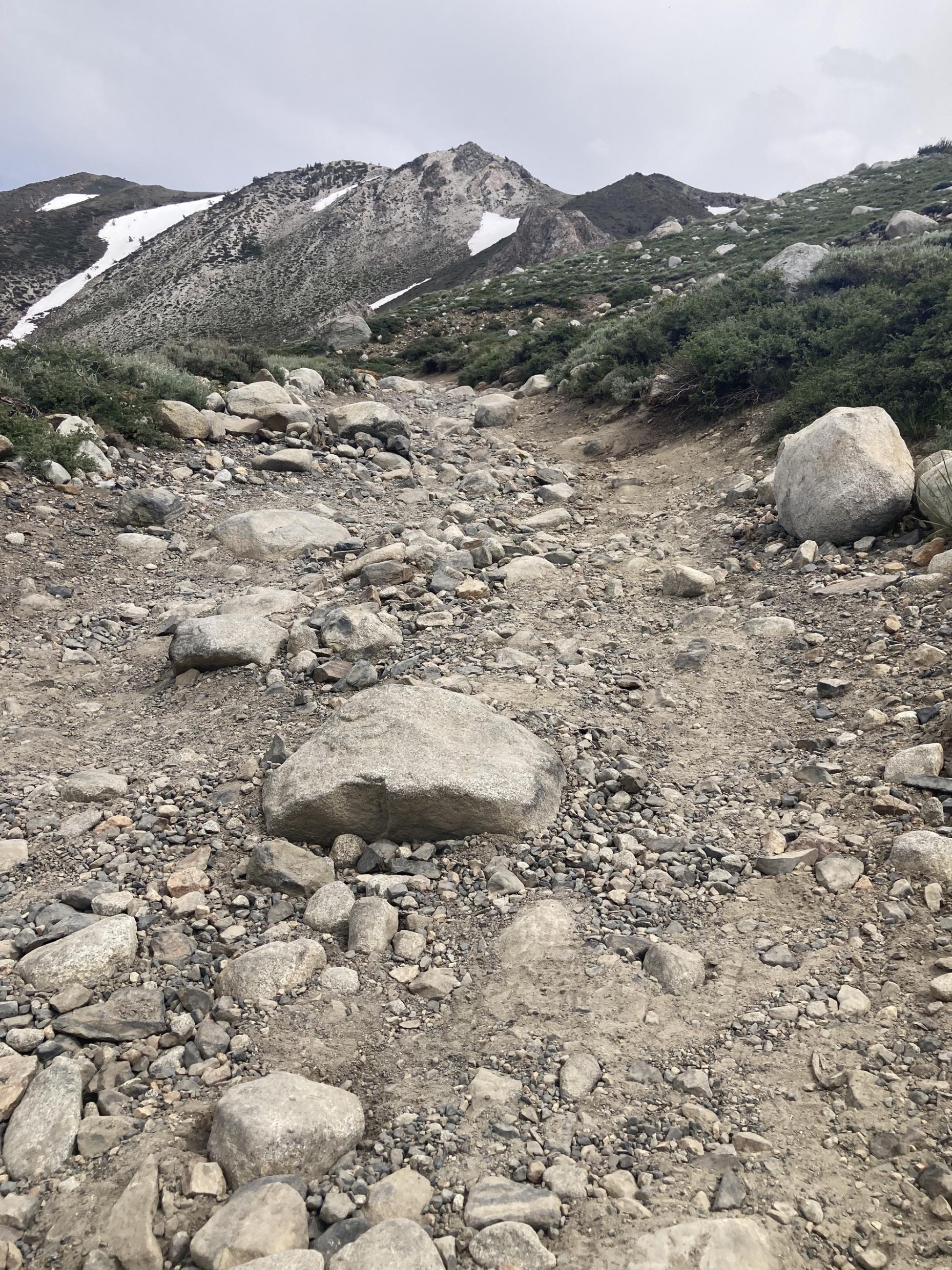 Image showing boulders and large rocks on very rough dirt road going to Laure Lakes