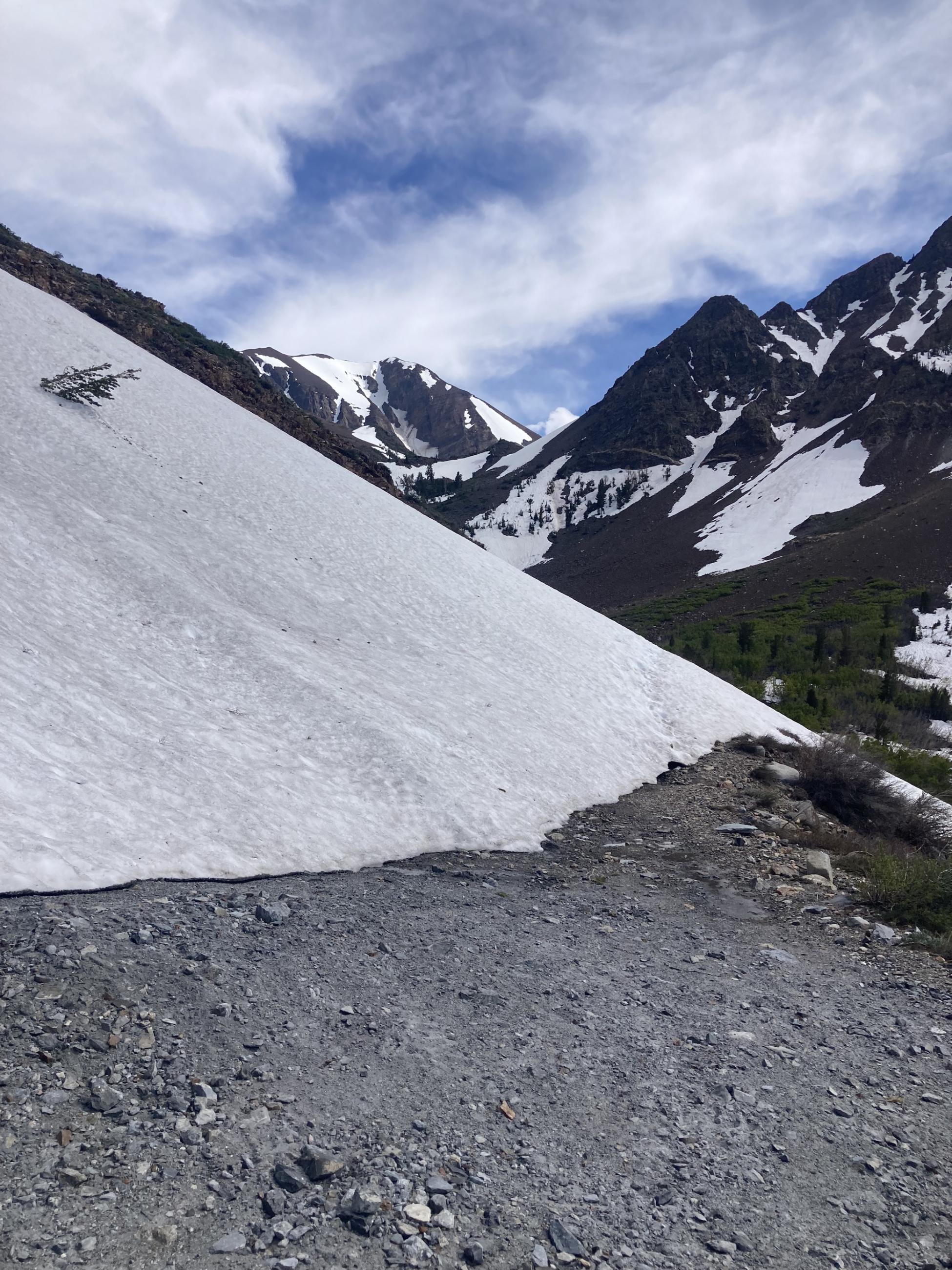 Image showing a Large impassable snowdrift just over 3 miles up the very rough dirt road to Laurel Lakes