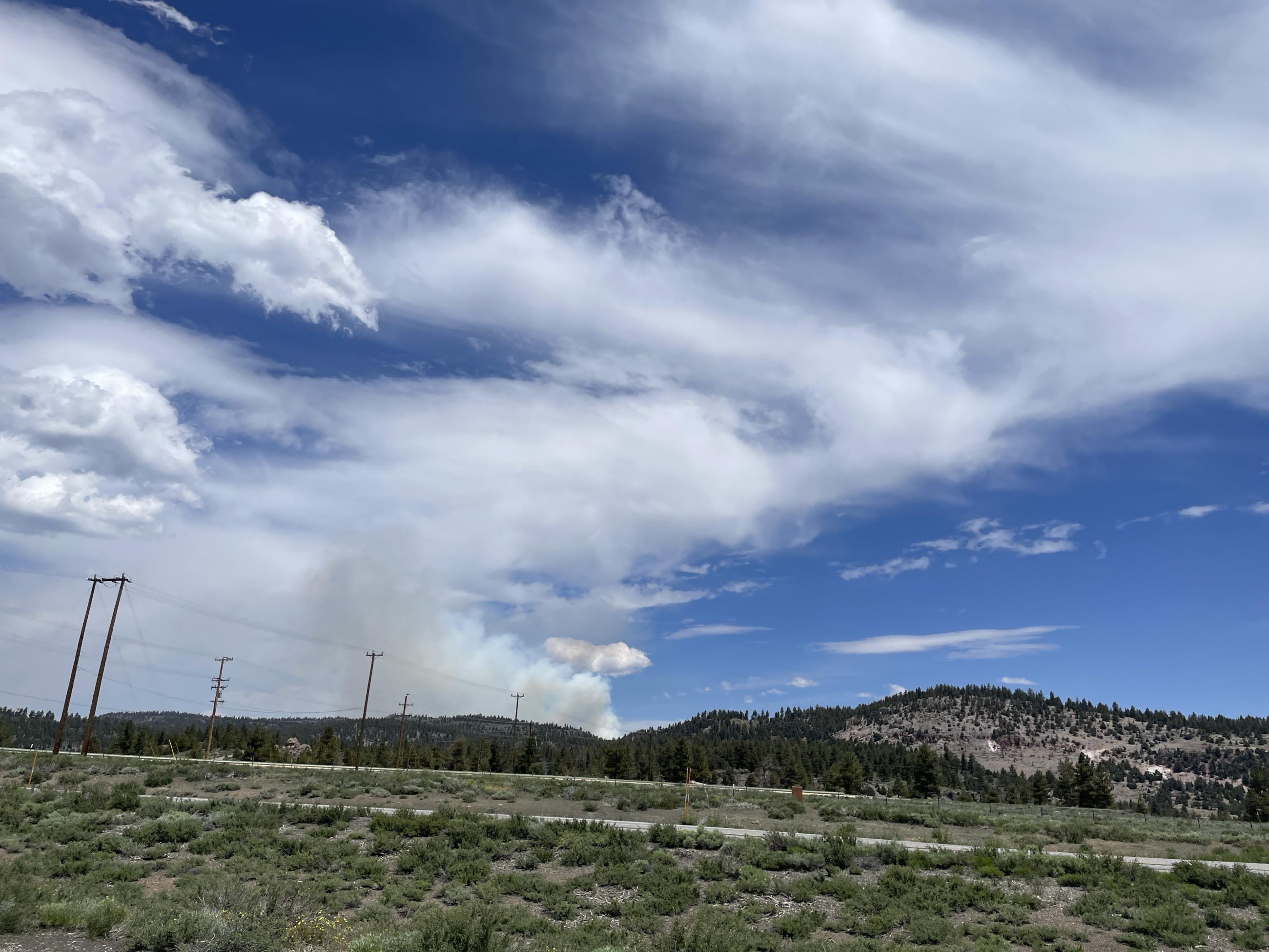 Image showing smoke from the Antelope Prescribed Burn in Mammoth along Highway SF-203