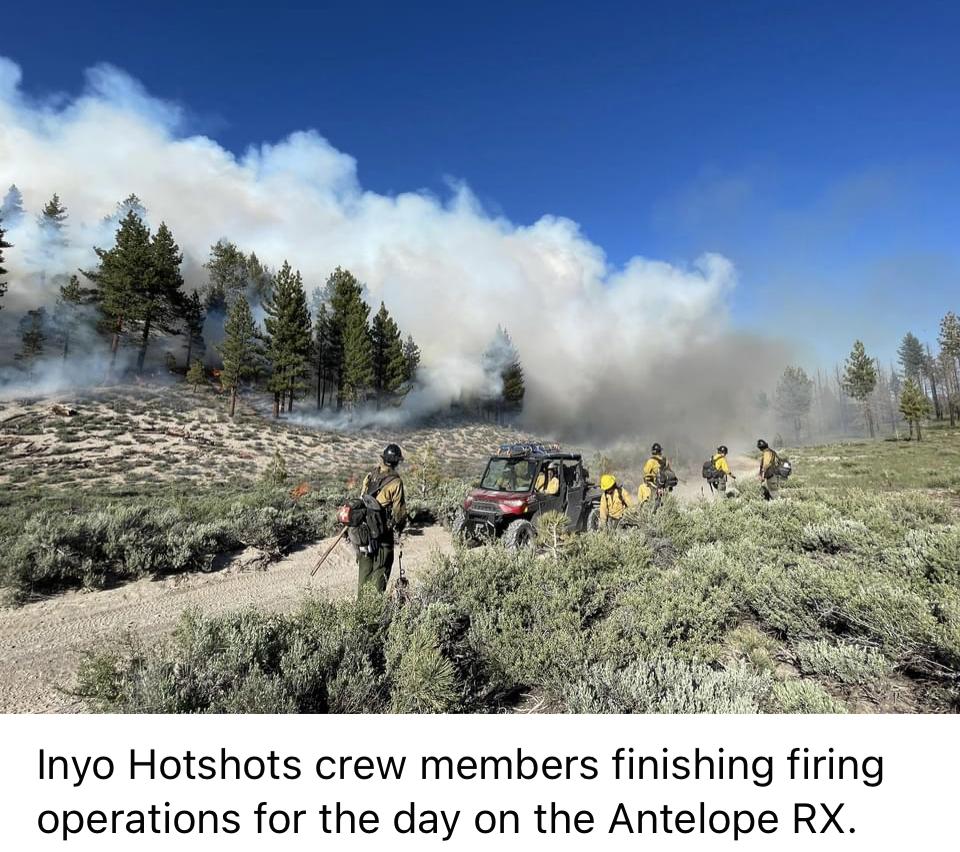 Image showing Inyo Hotshots crew members finishing firing operations for the day on the Antelope RX