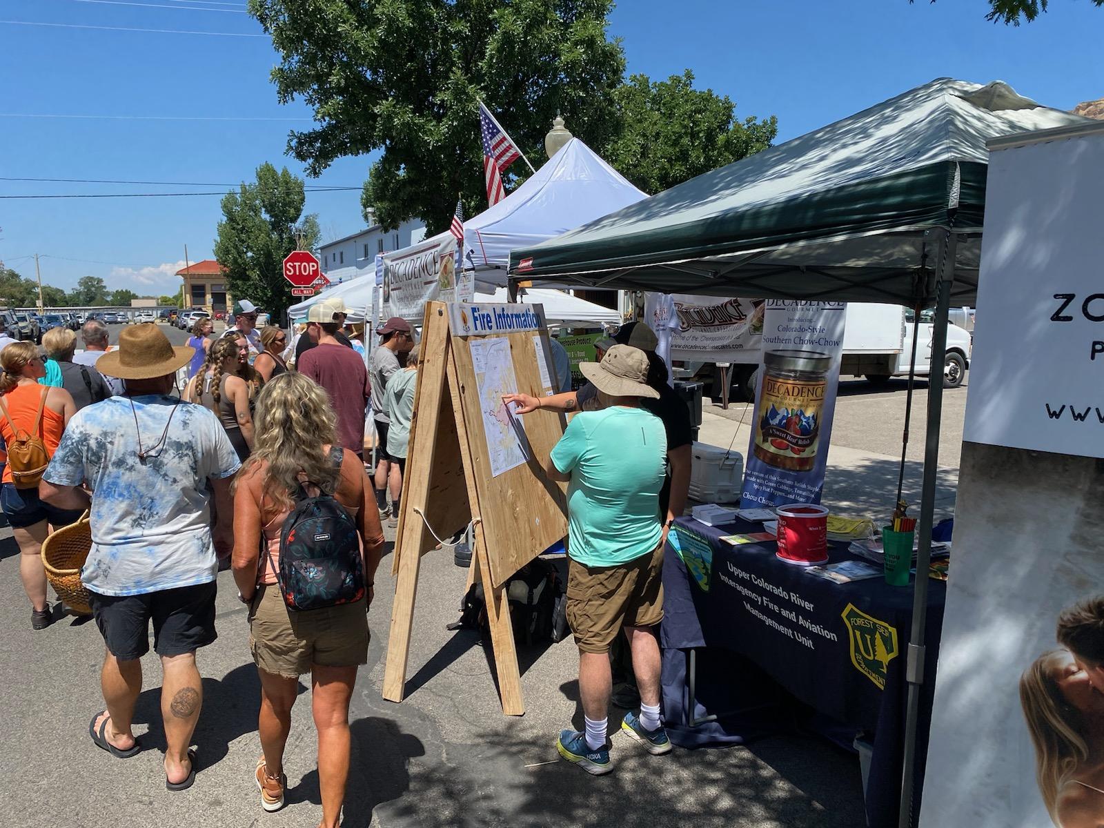 Spring Creek Fire Information booth at Palisade Farmers Market, July 2