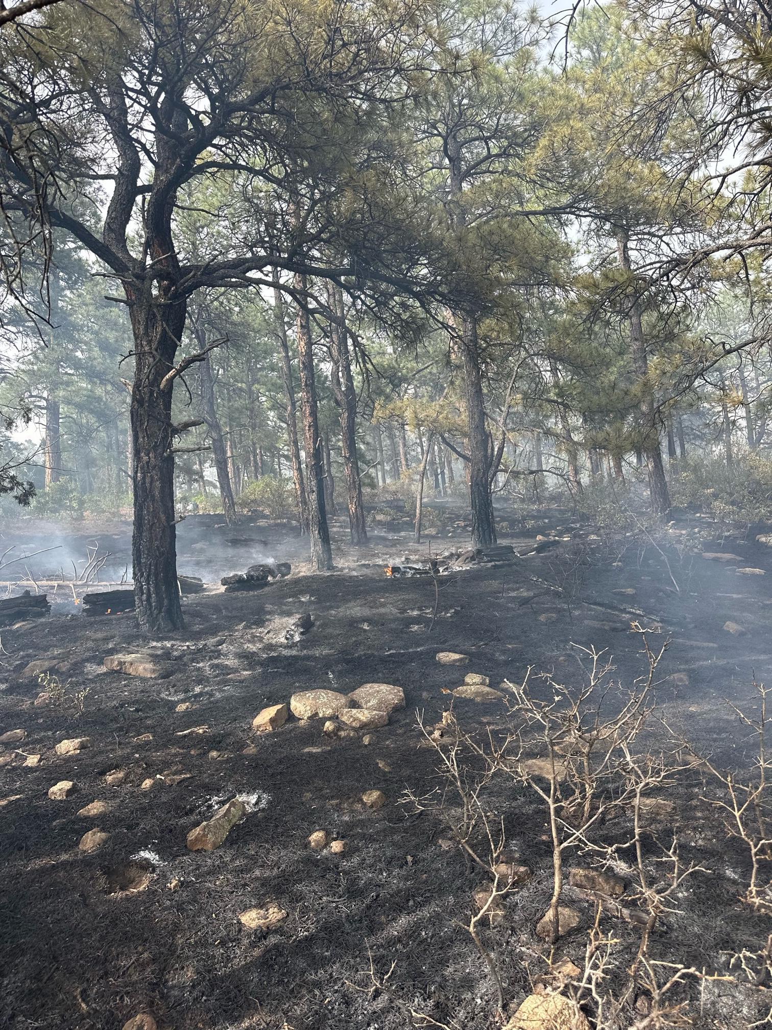 Smoke and ash within the interior of the Titan Fire.