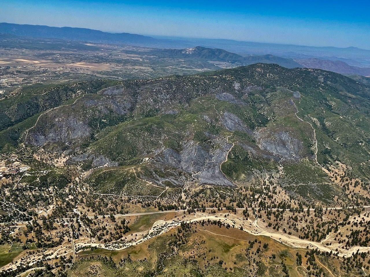 The Thomas Mountain Prescribed Burn Footprint point of view from a helicopter 7/14/23.