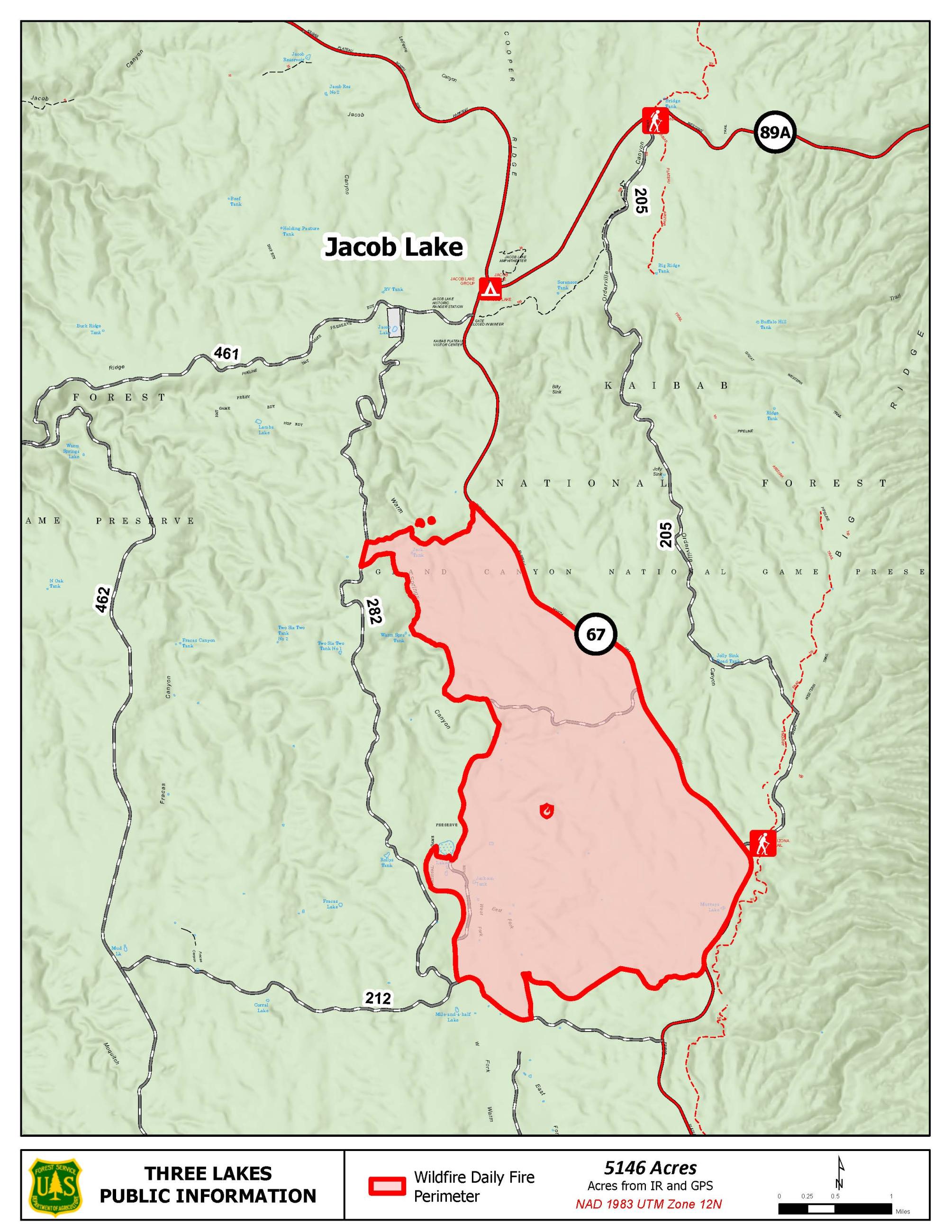 Map of the Three Lakes Fire area as of 7/6