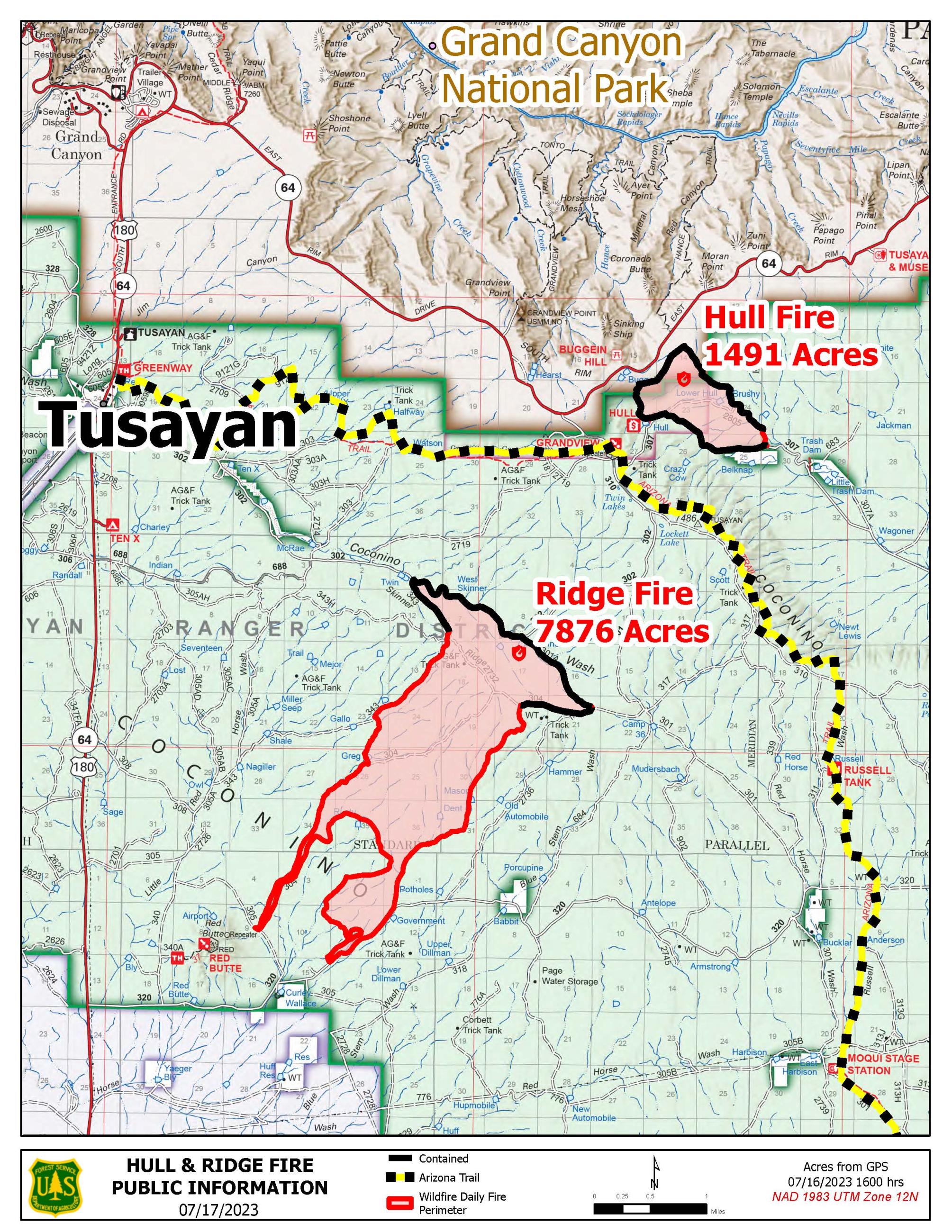 Map of the Ridge Fire area on 7/16.