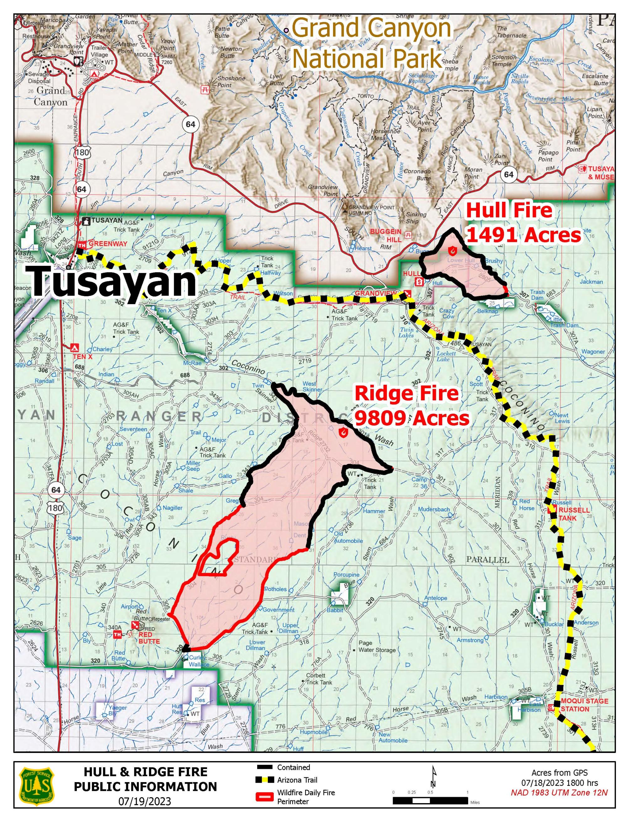 Map of the area of the Ridge Fire for 7/18.
