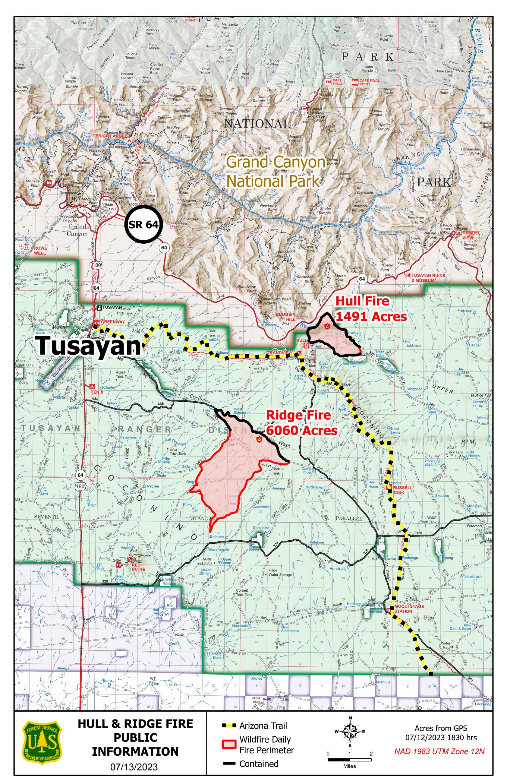 Map of the Ridge Fire area on 7/13.