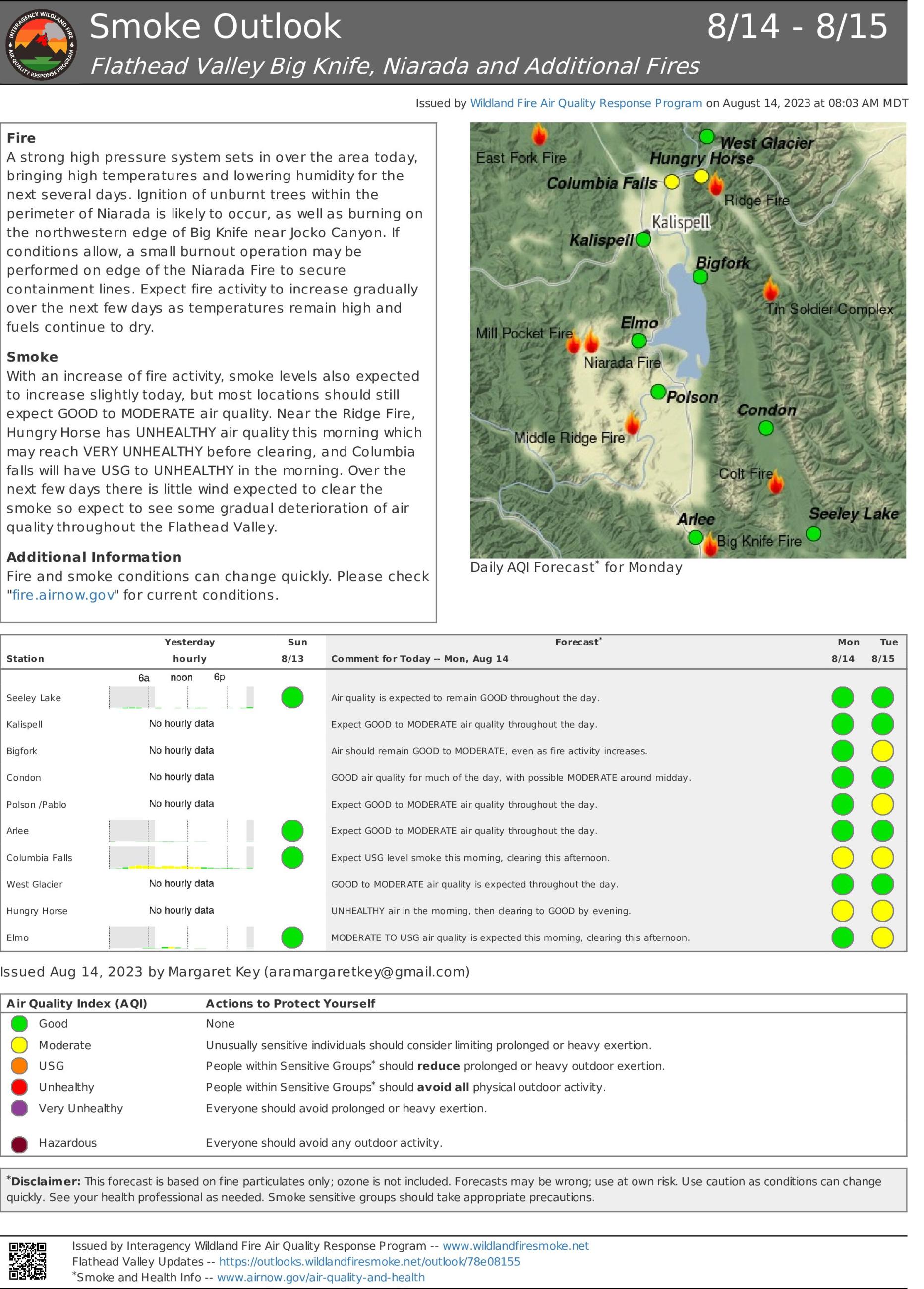 Flathead valley Smoke Report - August 14, 2023