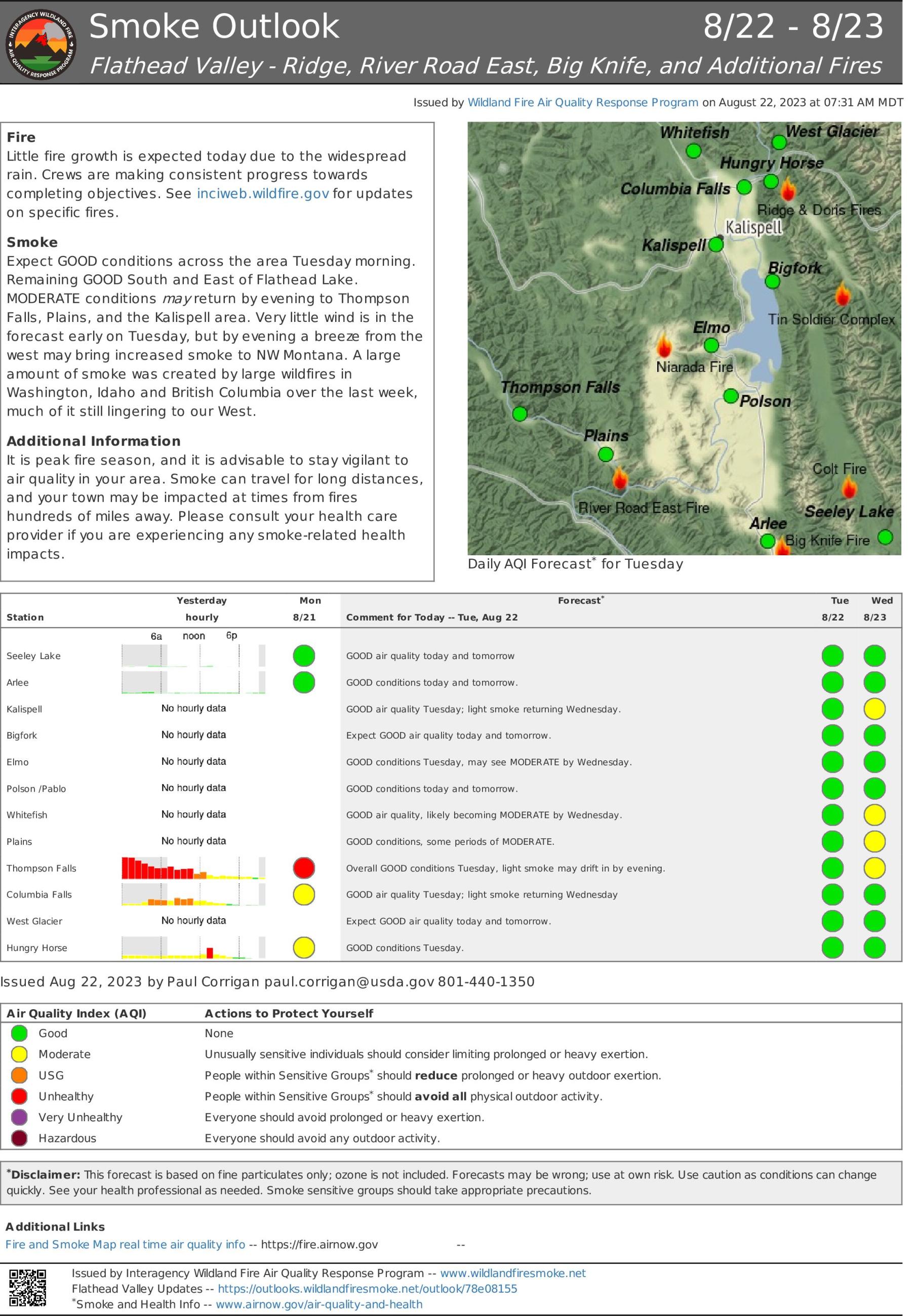 Flathead Valley Smoke Report - August 22, 2023