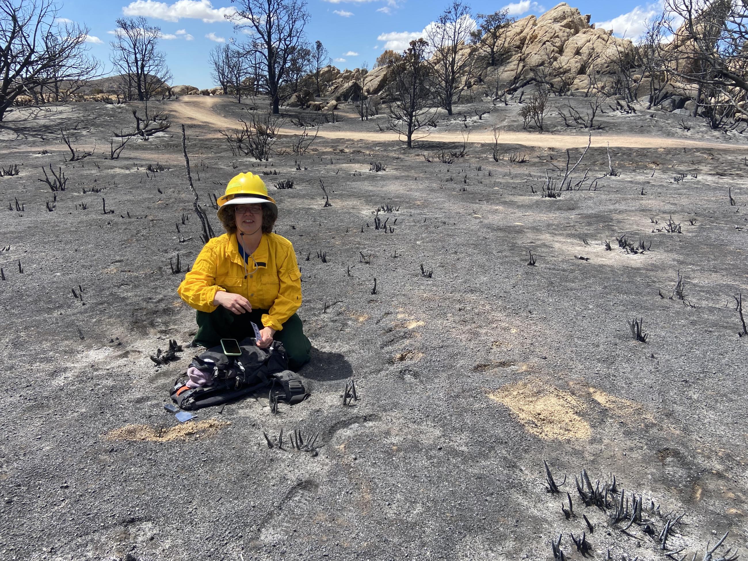 A hydrologist takes samples on the York Fire