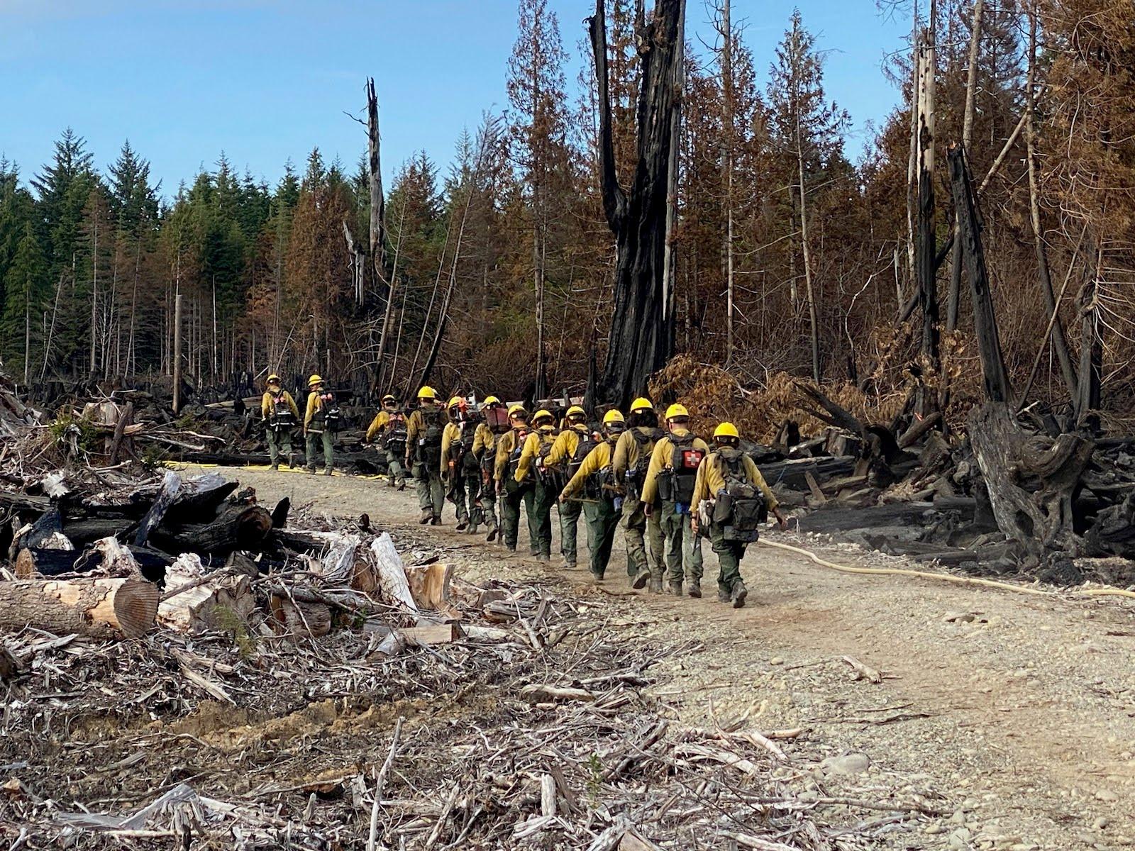 Margarita Fire Crews walking the Road