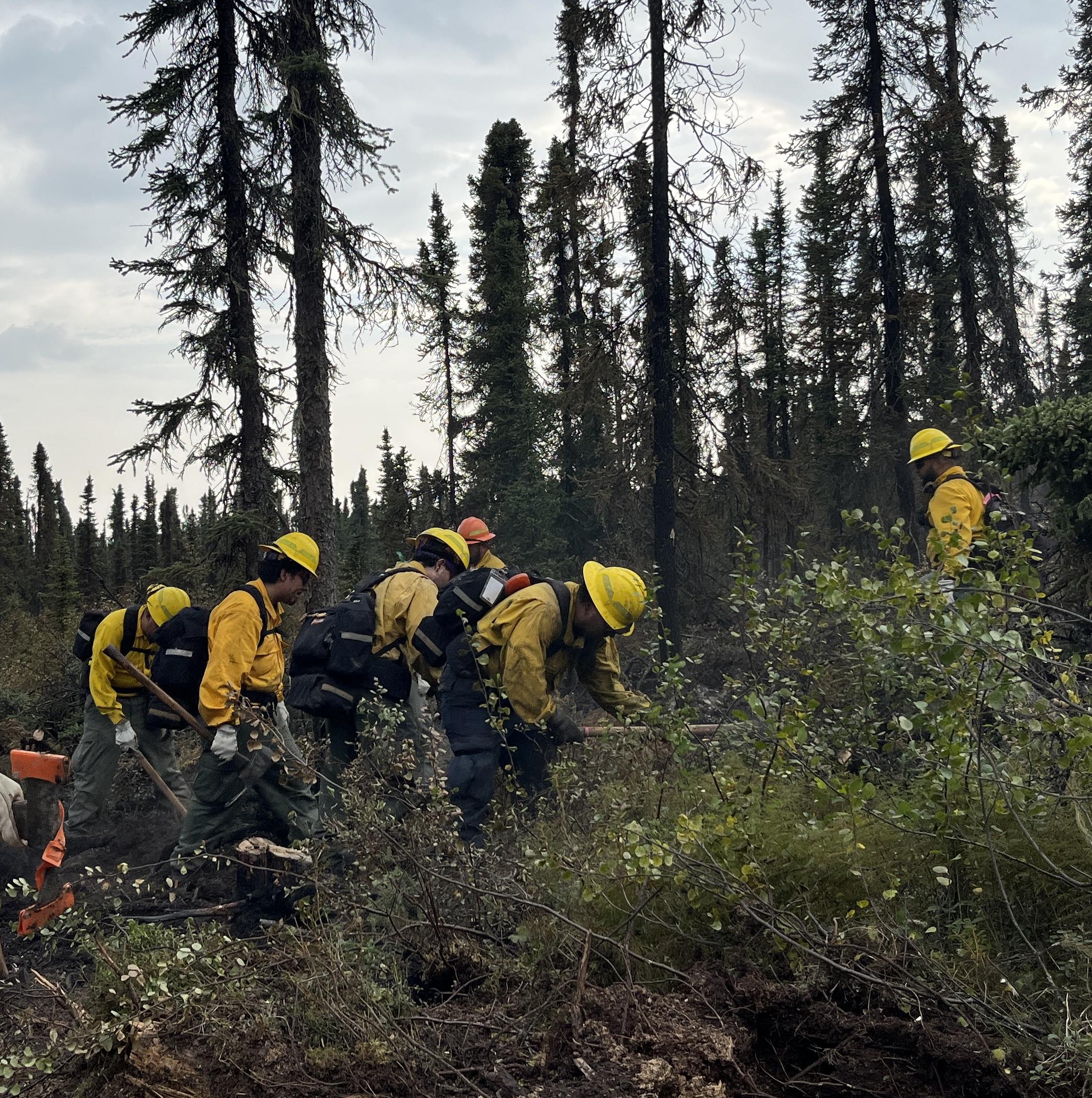 A crew mopping up the line.