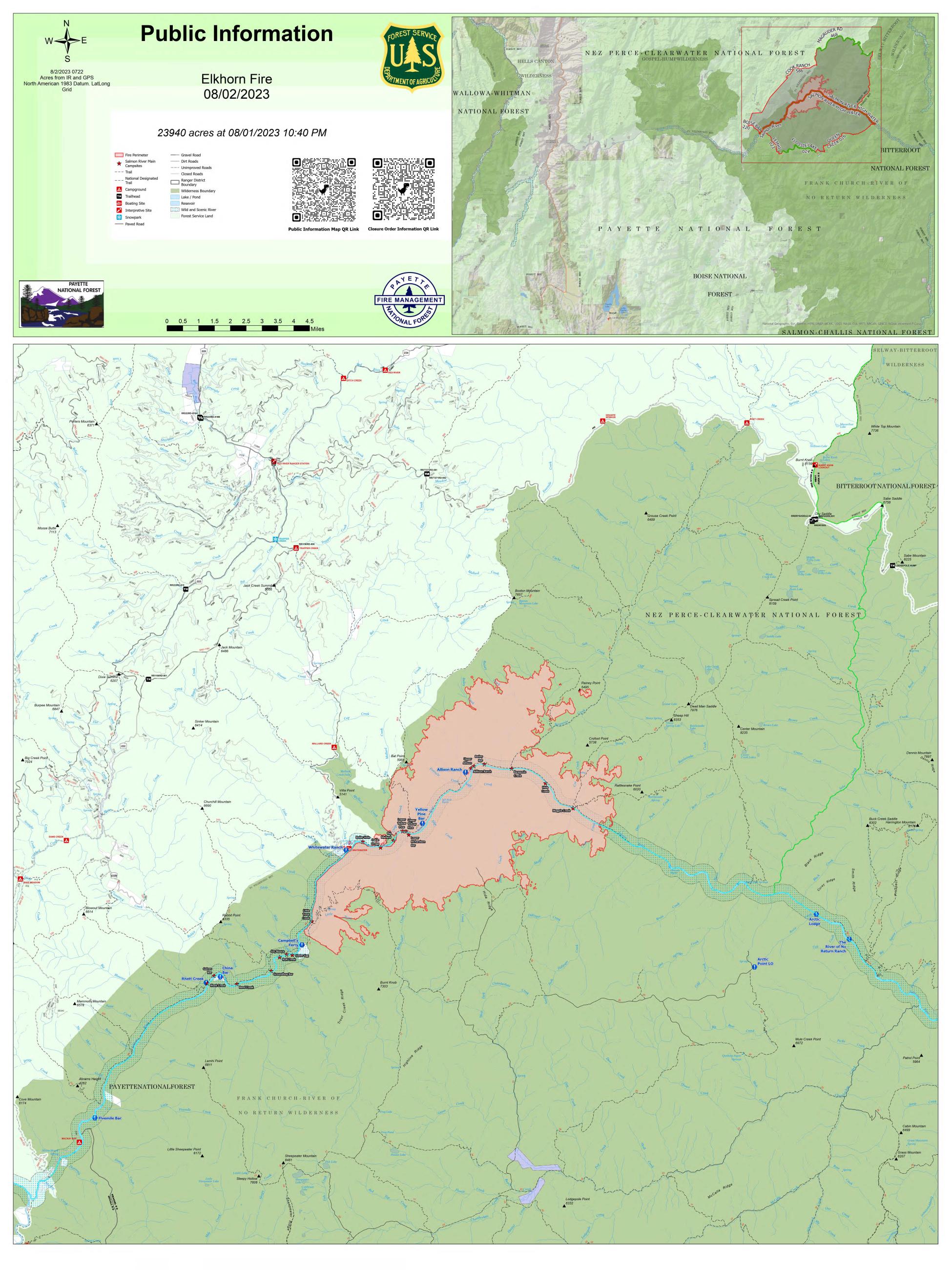 Map showing the perimeter of the Elkhorn Fire.