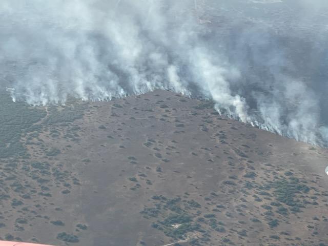 Aerial view of smoke from Jennings Fire